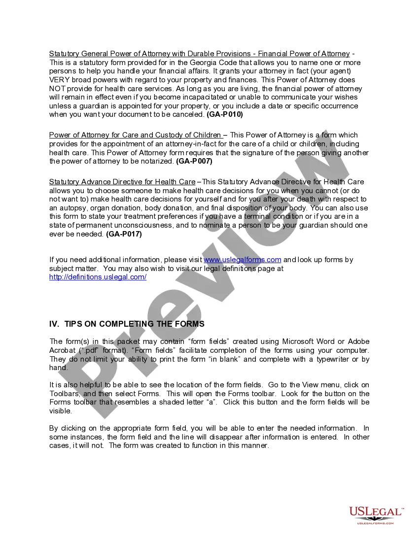 Get Georgia Power of Attorney Forms Package Preview Georgia Power of Attorney Forms Package