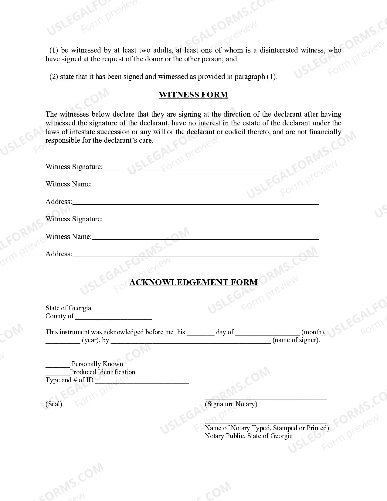 Preview Anatomical Gift Act Donation