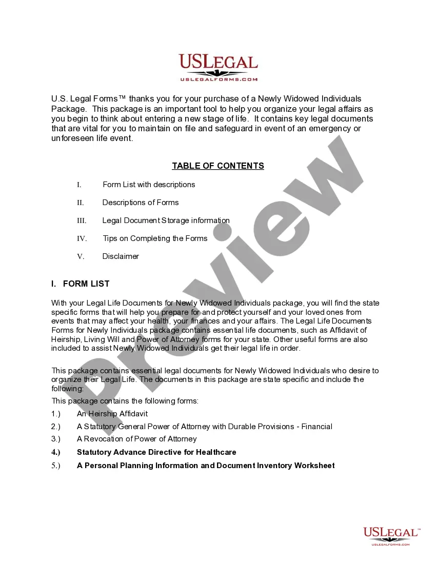 Preview Georgia Newly Widowed Individuals Package