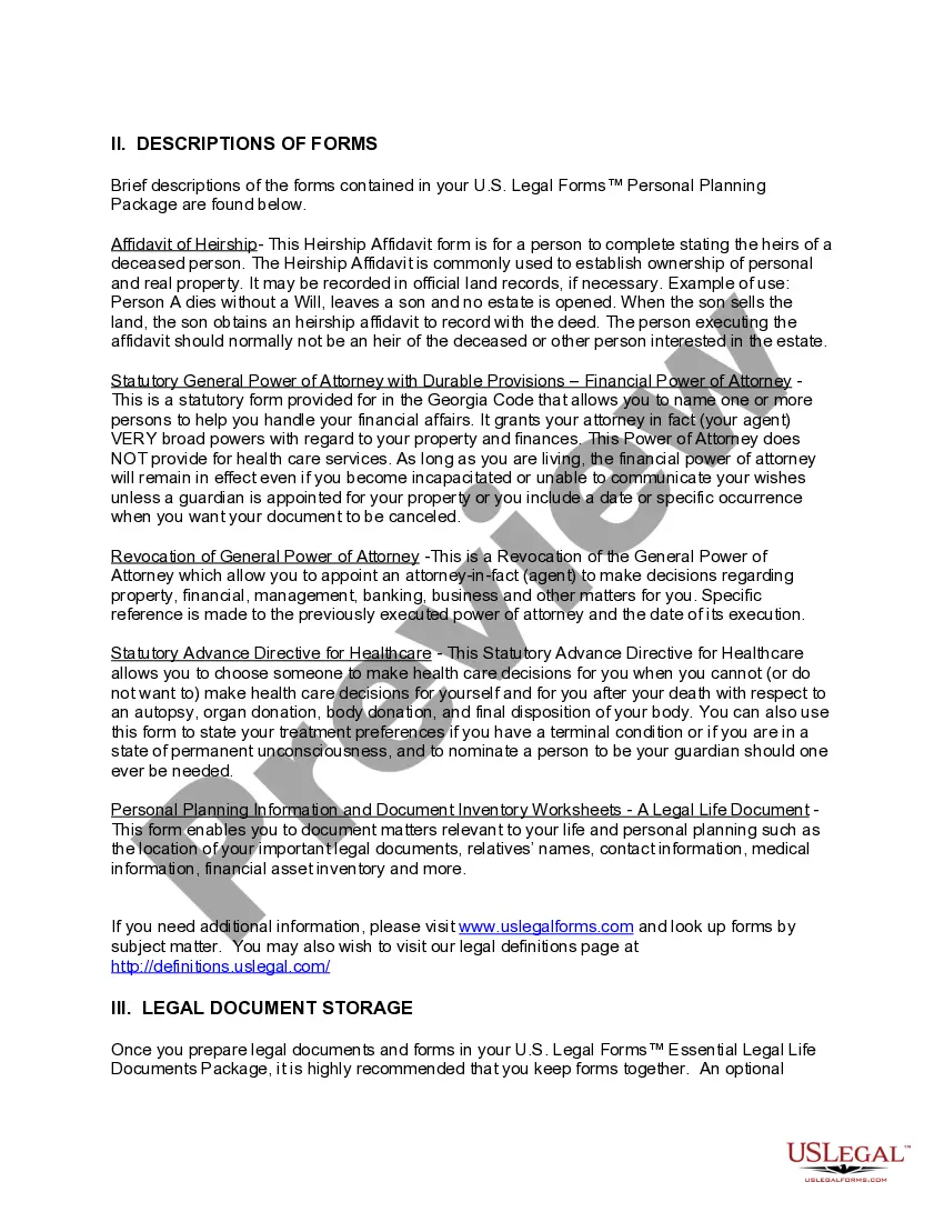 Preview Georgia Newly Widowed Individuals Package