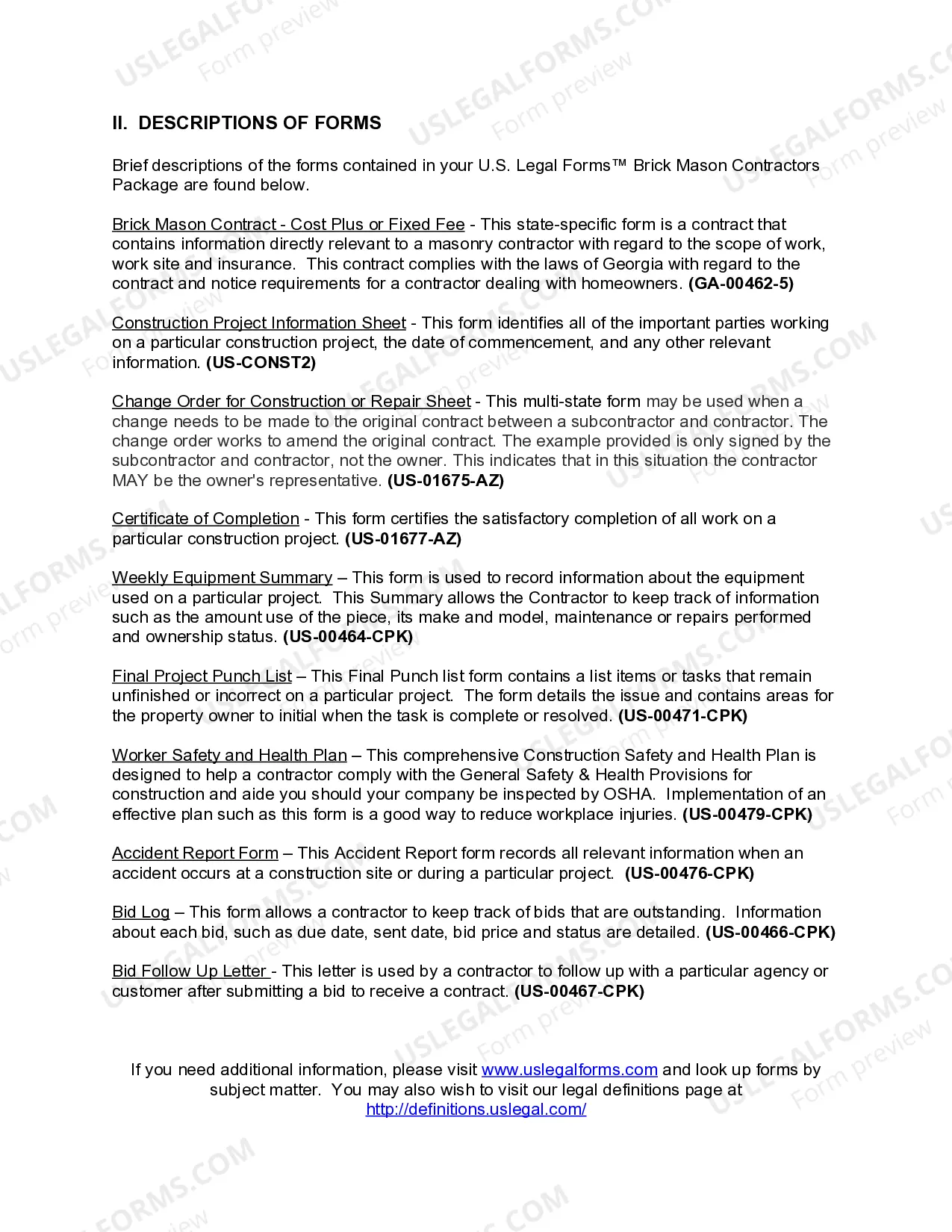 Preview Georgia Brick Mason Contractor Package