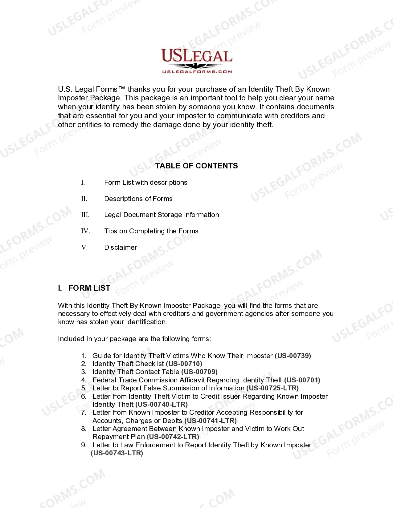 Preview Georgia Identity Theft by Known Imposter Package