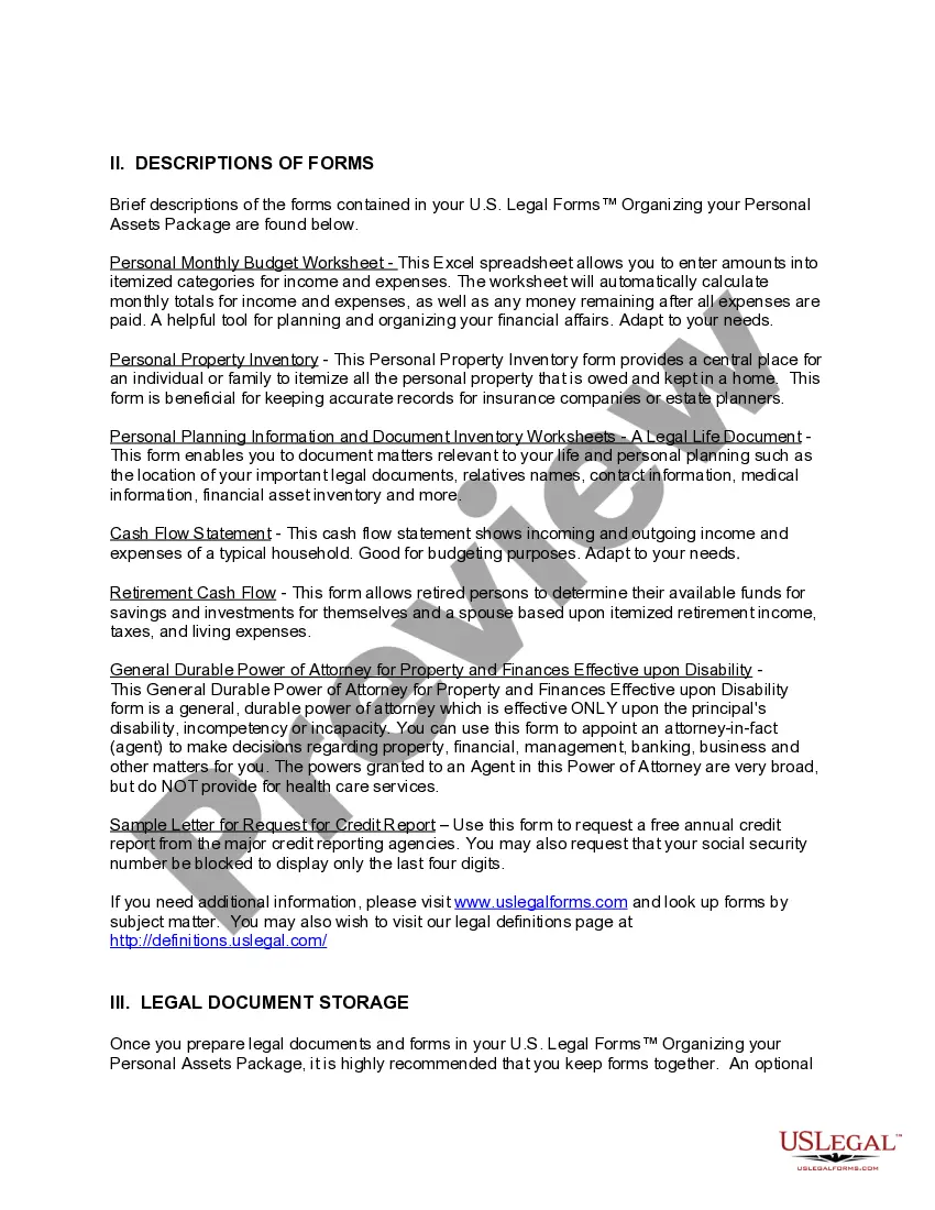 Get Georgia Organizing your Personal Assets Package Preview Georgia Organizing your Personal Assets Package