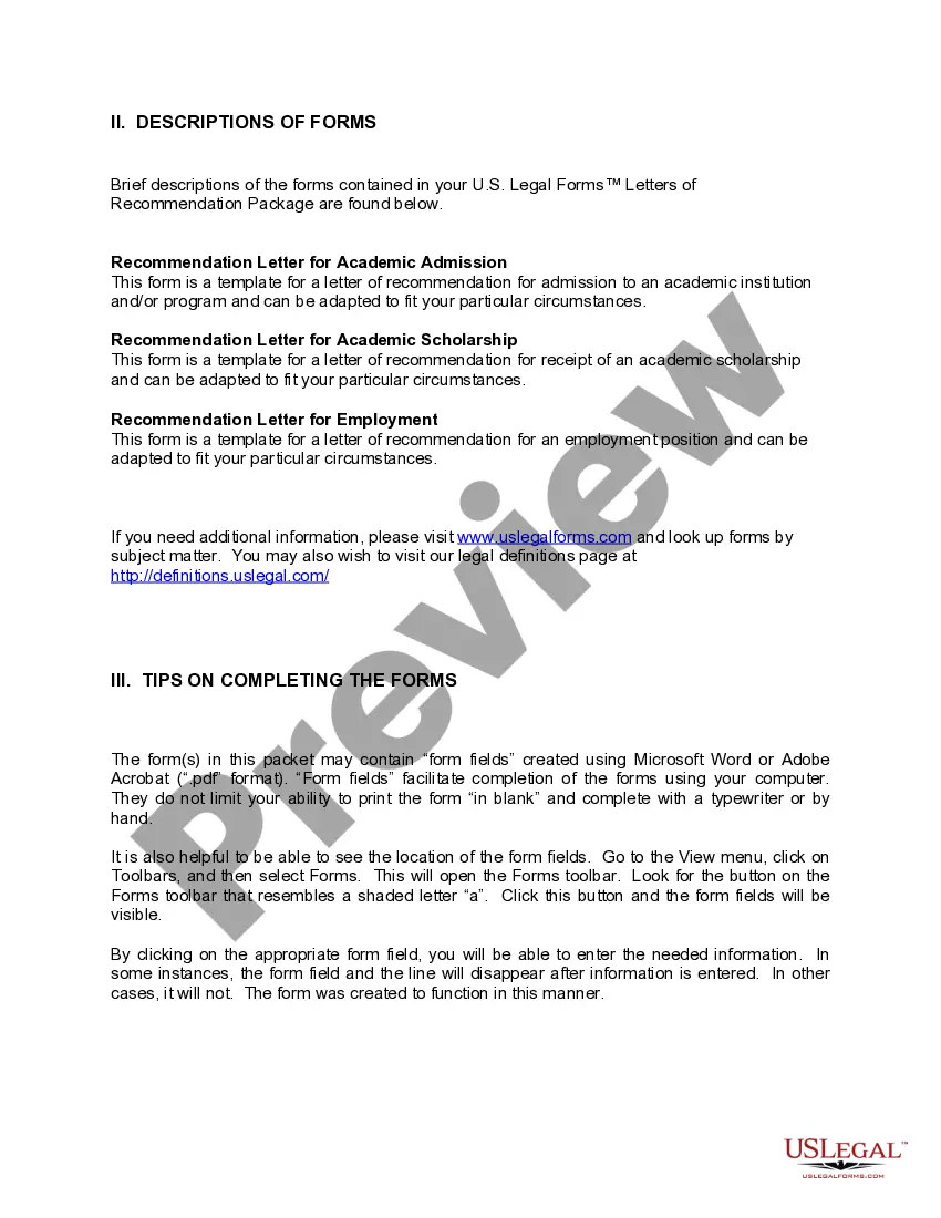 Preview Georgia Letters of Recommendation Package