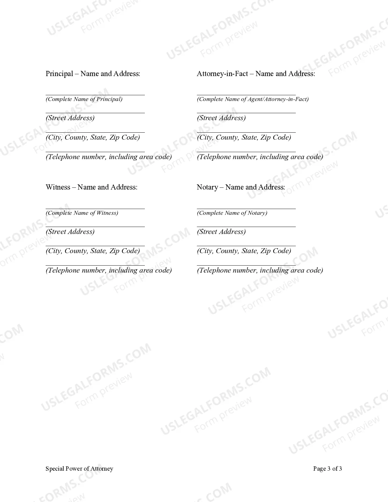 Preview Special or Limited Power of Attorney for Real Estate Purchase Transaction by Purchaser