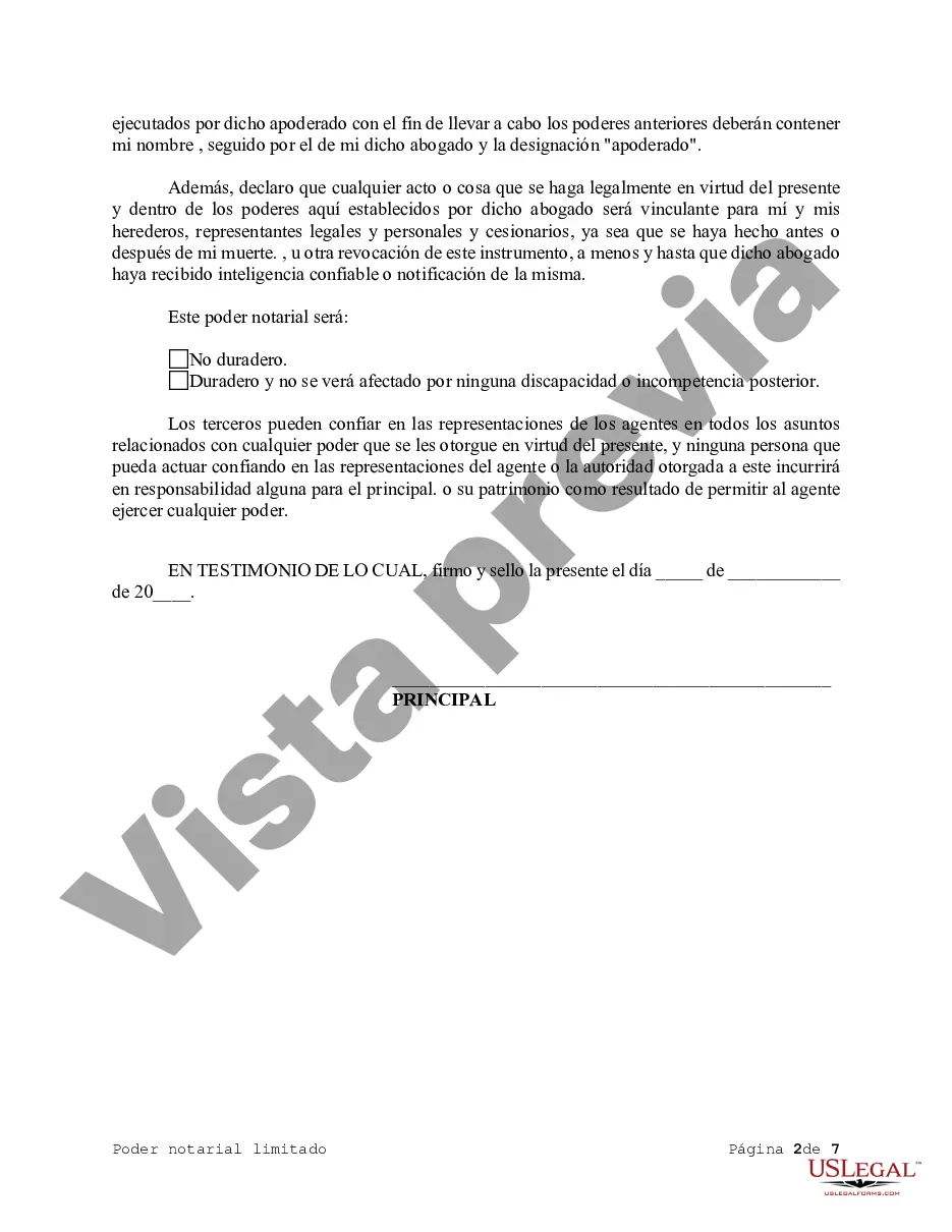Get Poder notarial limitado en el que se especifican poderes con ejemplos de poderes incluidos Preview Poder notarial limitado en el que se especifican poderes con ejemplos de poderes incluidos
