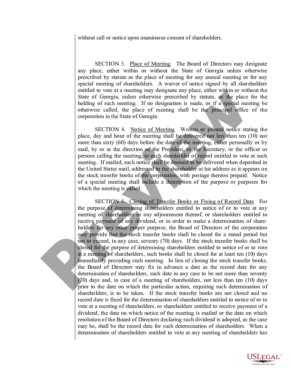 page 2 Sample Bylaws for a Georgia Professional Corporation preview
