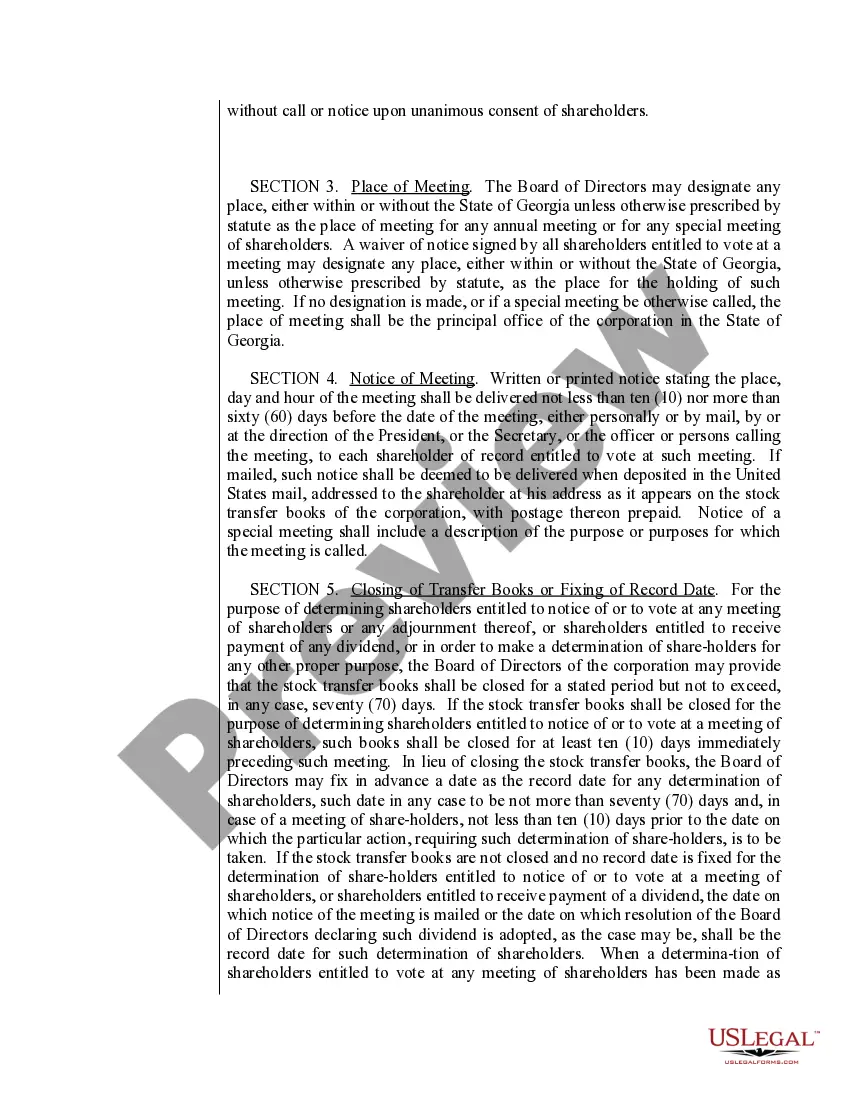 Get Sample Bylaws for a Georgia Professional Corporation Preview Sample Bylaws for a Georgia Professional Corporation