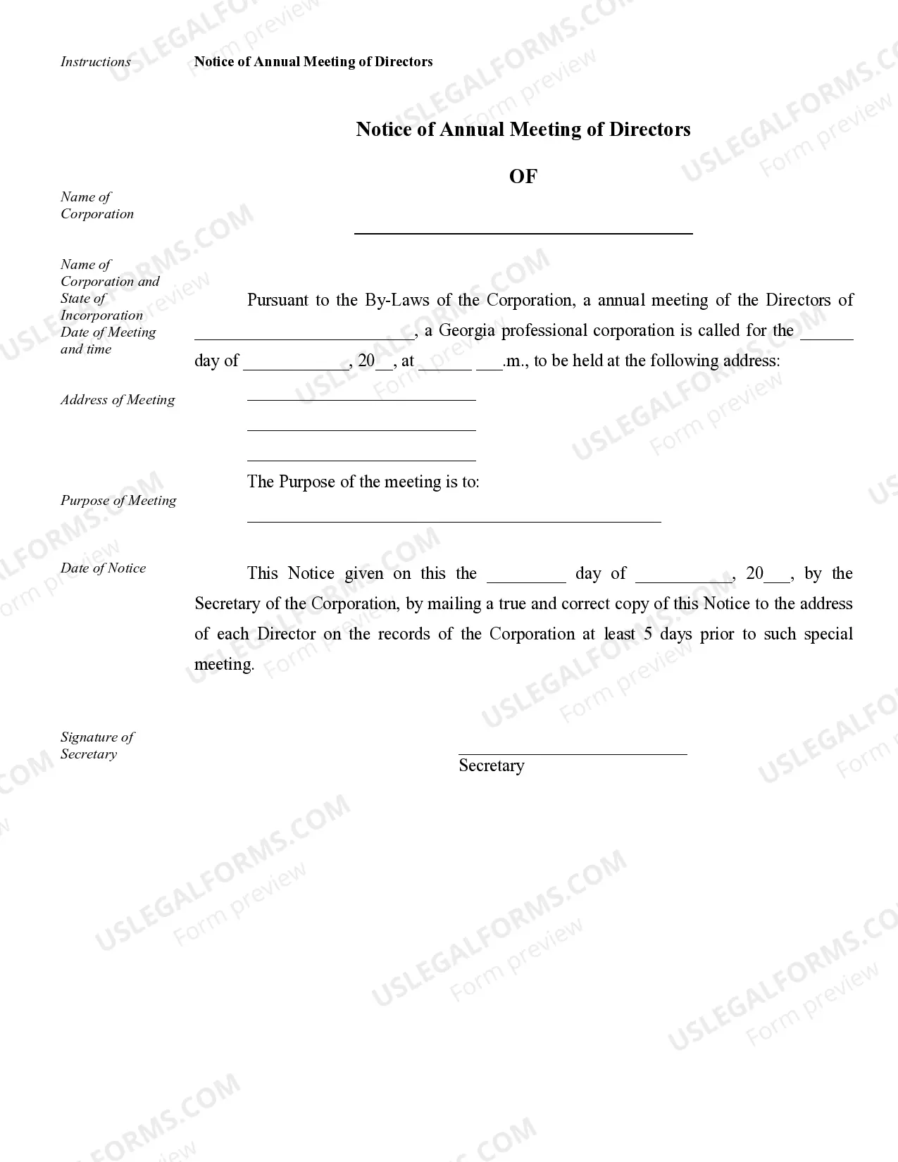 Preview Sample Corporate Records for a Georgia Professional Corporation