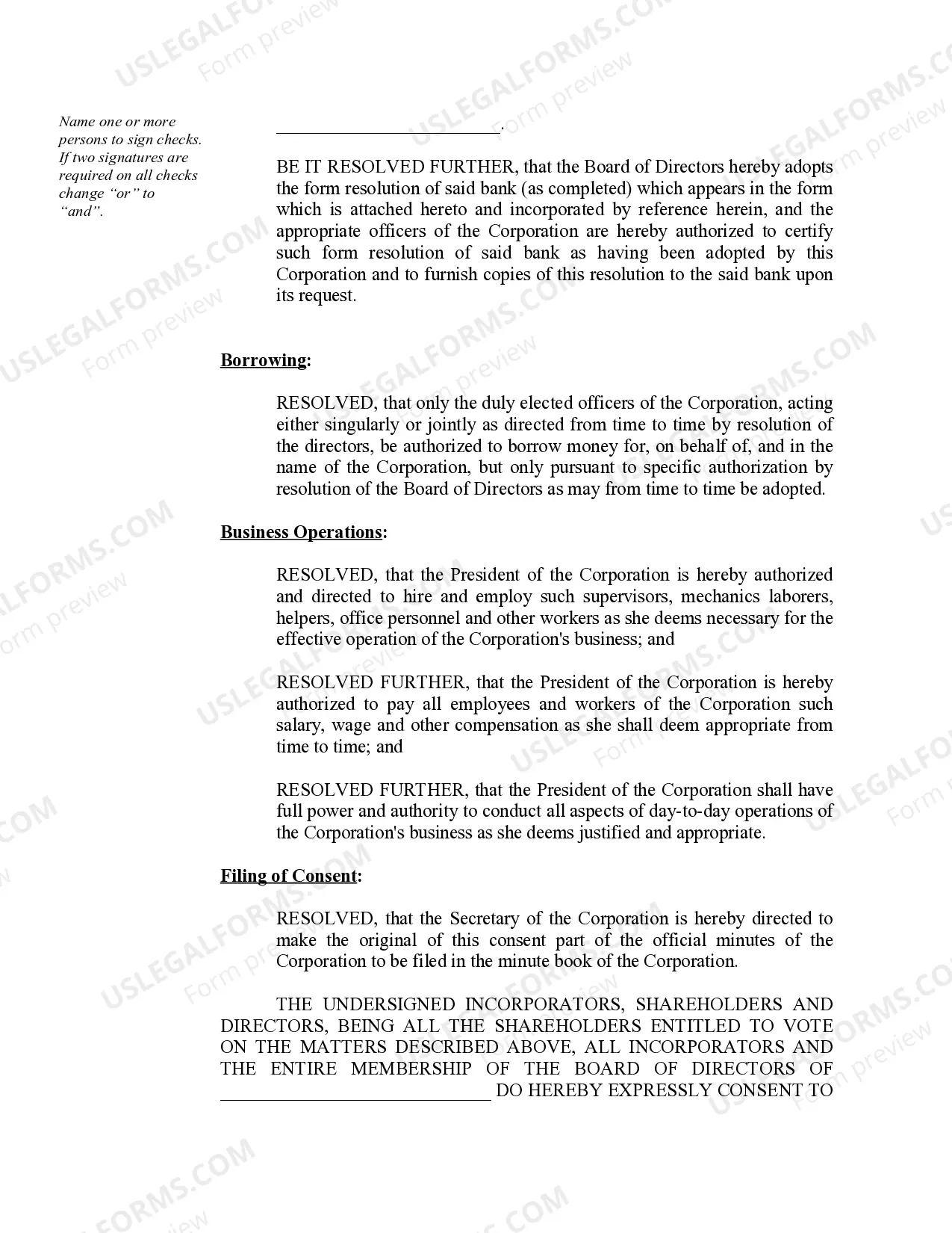 Preview Organizational Minutes for a Georgia Professional Corporation