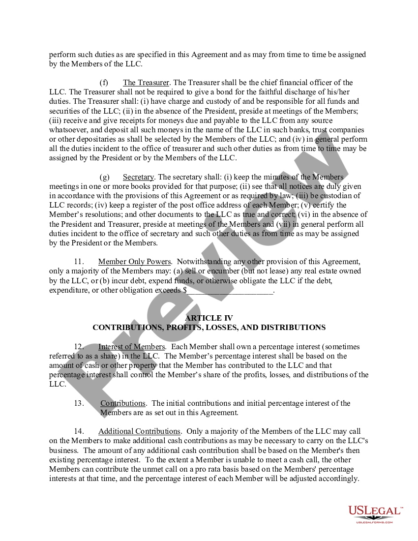 page 4 Sample Operating Agreement for Professional Limited Liability Company PLLC preview