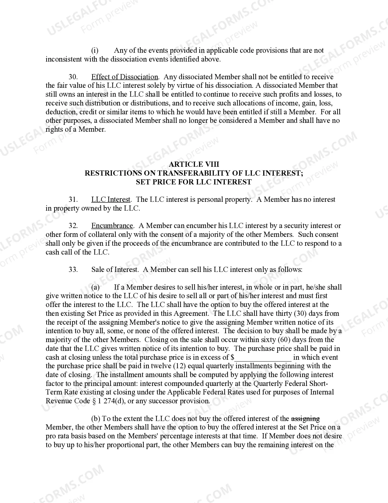 Preview Sample Operating Agreement for Professional Limited Liability Company PLLC