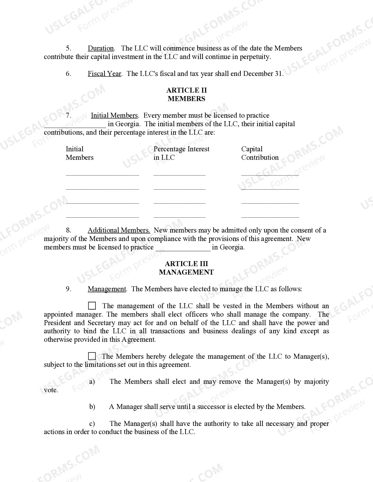 Preview Sample Operating Agreement for Professional Limited Liability Company PLLC