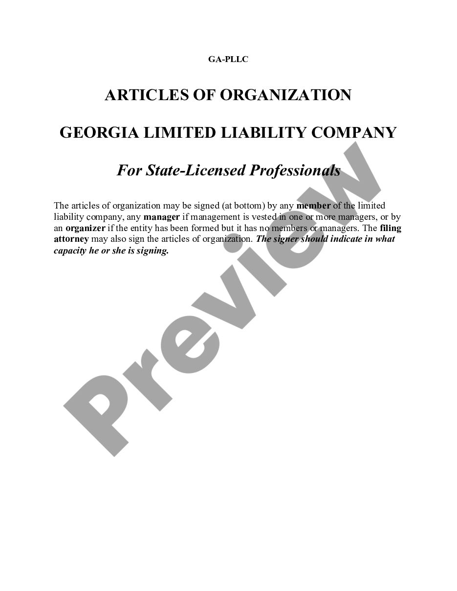 page 3 Articles of Organization for a Georgia Professional Limited Liability Company PLLC preview