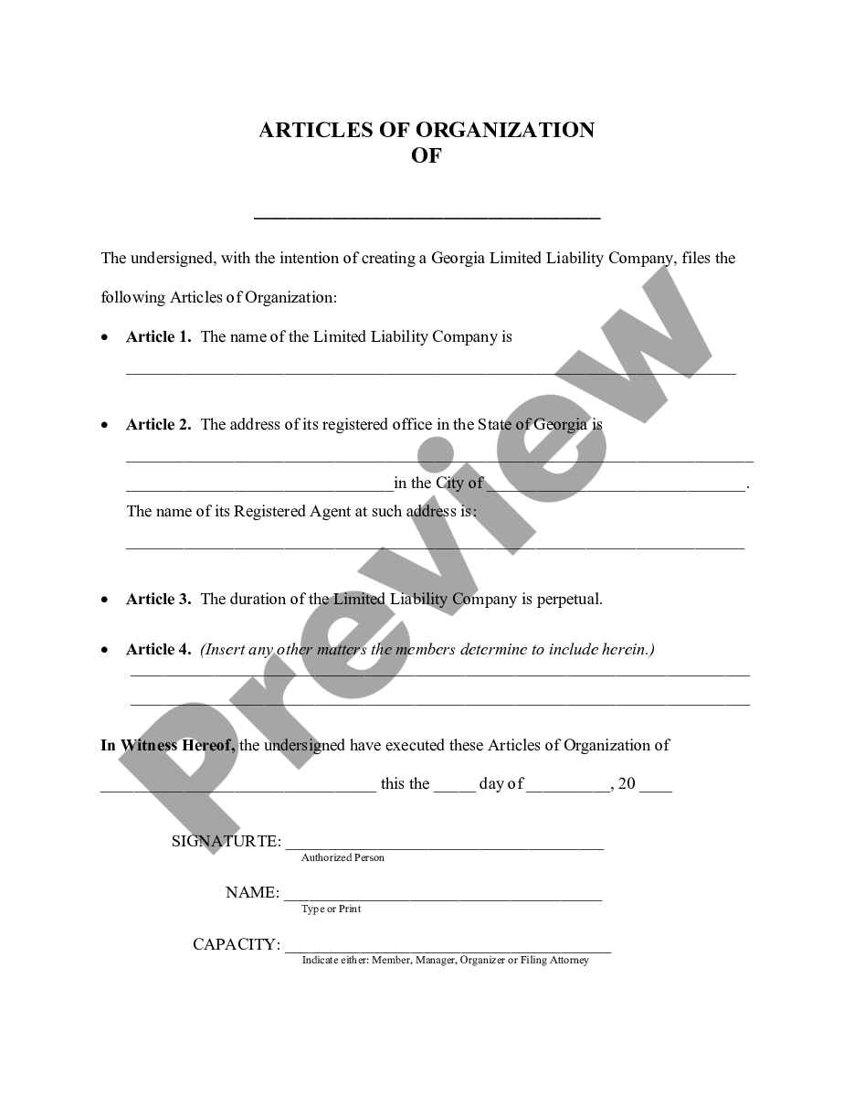 page 4 Articles of Organization for a Georgia Professional Limited Liability Company PLLC preview