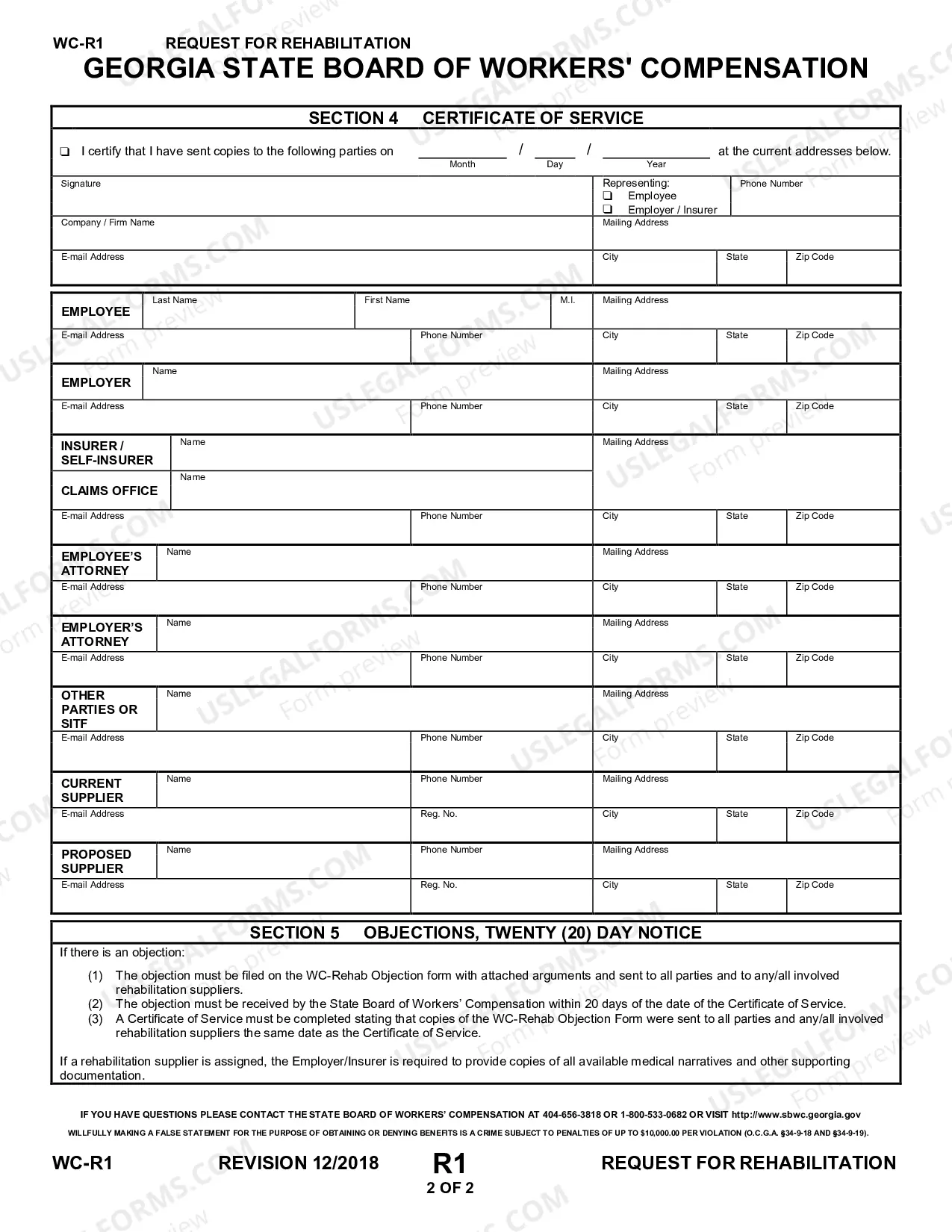 Preview Request For Rehabilitation for Workers' Compensation