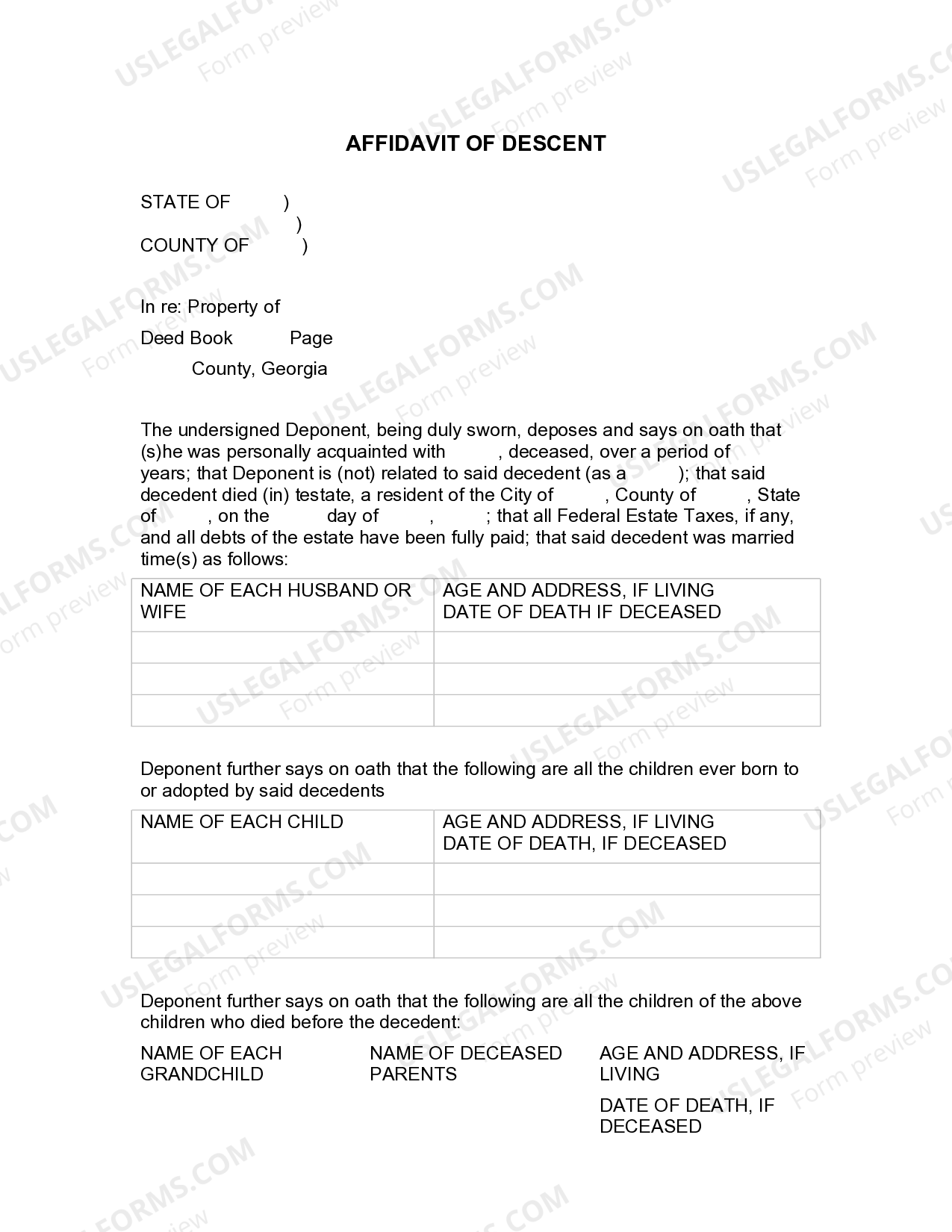 Affidavit of Descent US Legal Forms