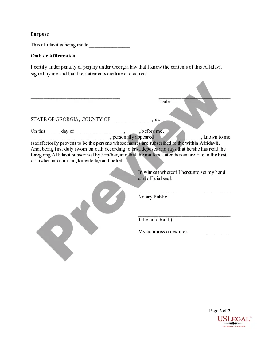 Preview Affidavit of Ownership