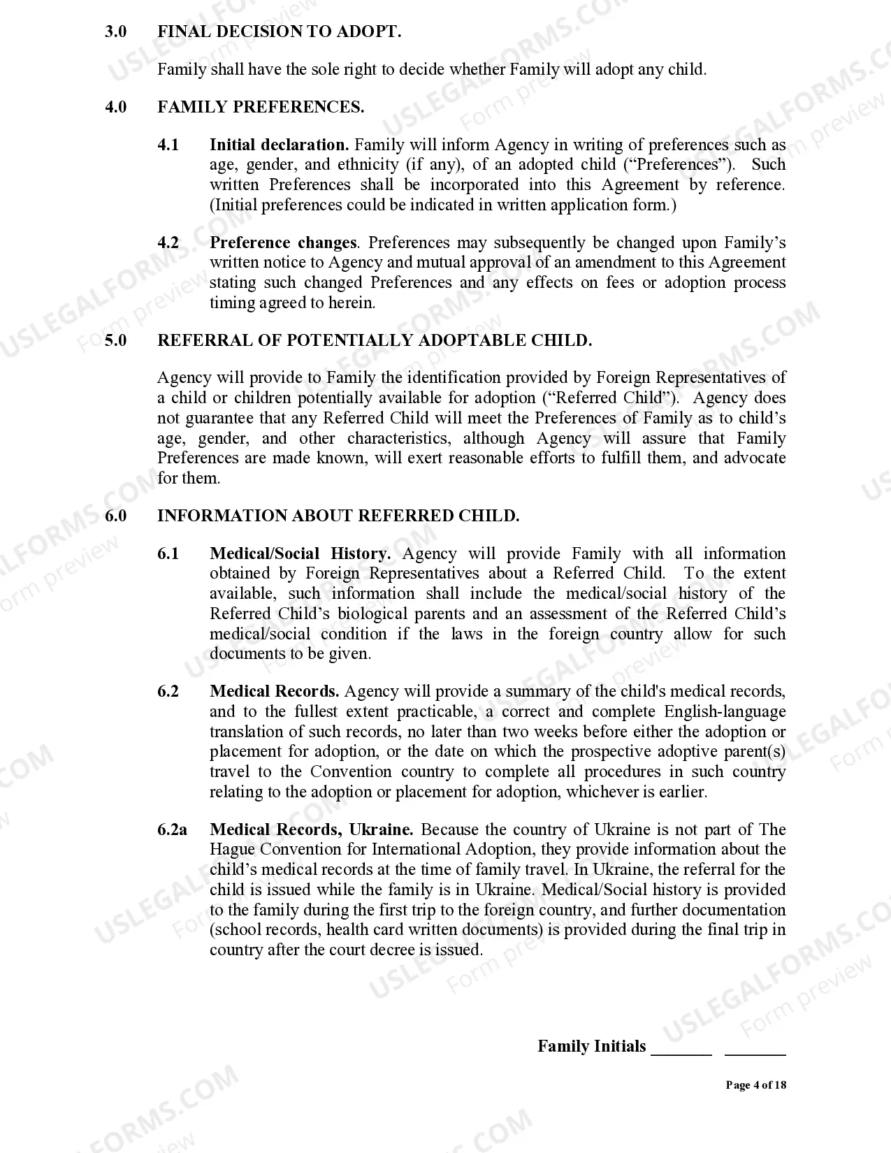 Preview International Adoption Service Agreement