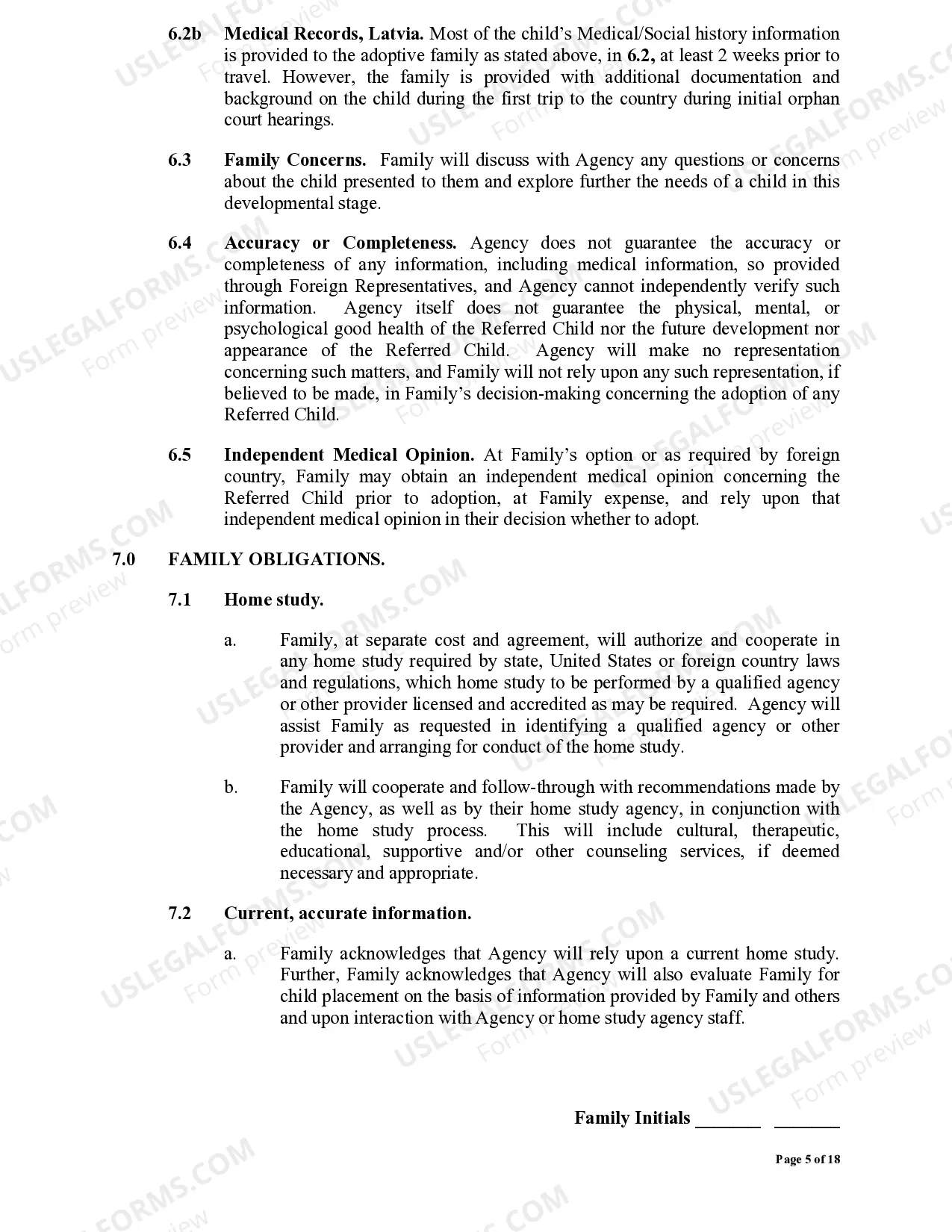 Preview International Adoption Service Agreement