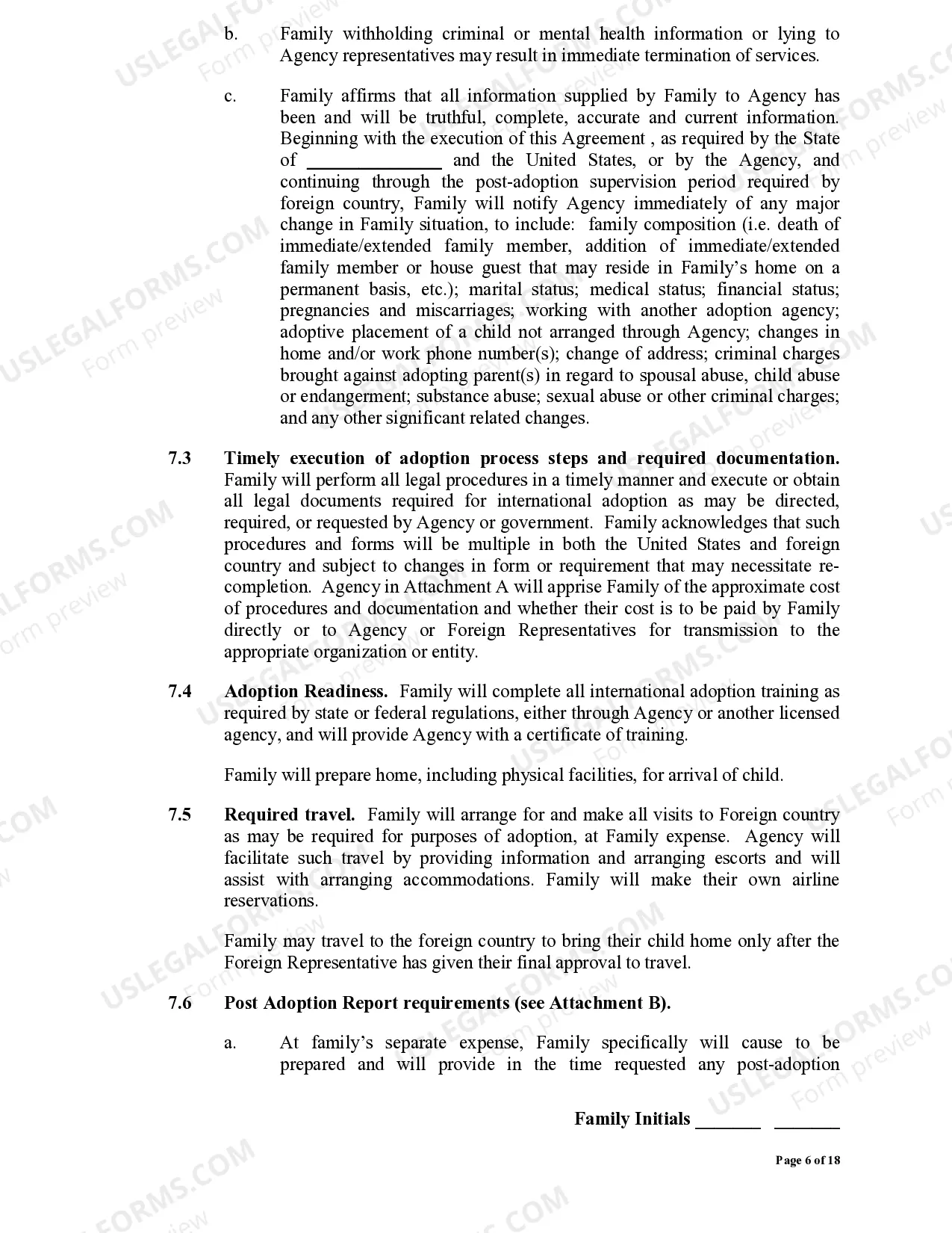 Preview International Adoption Service Agreement