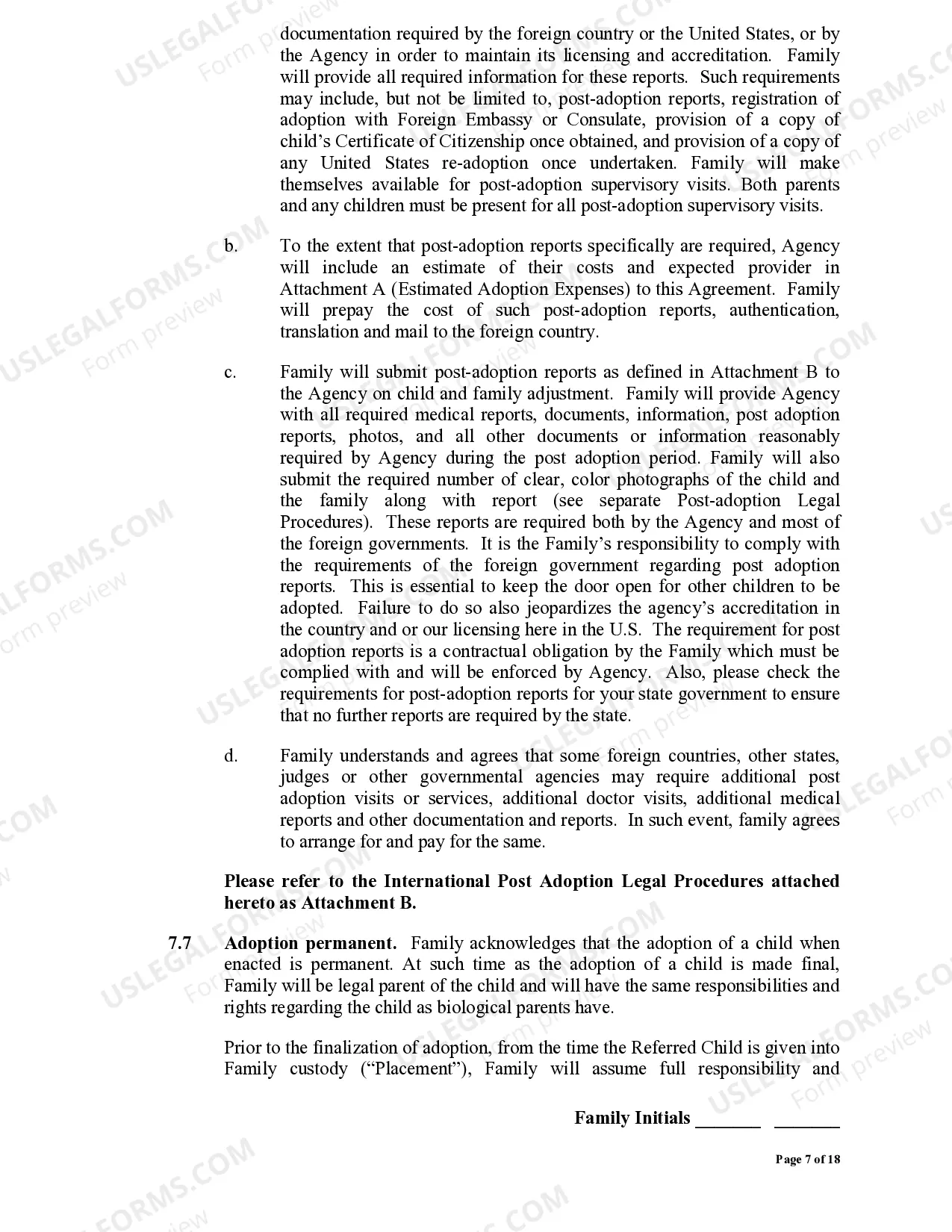 Preview International Adoption Service Agreement