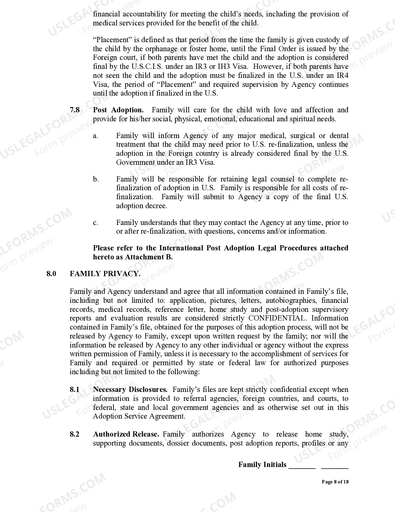 Preview International Adoption Service Agreement