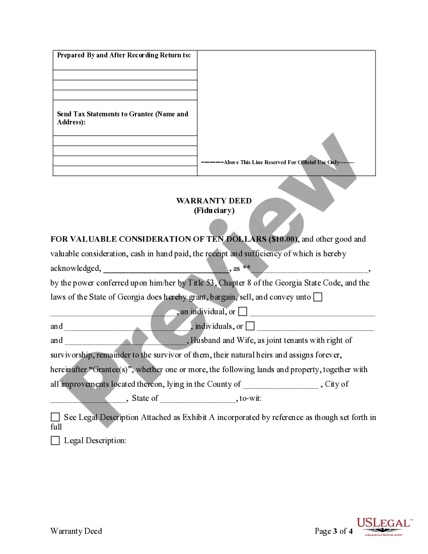 Get Fiduciary Deed for use by Executors, Trustees, Trustors, Administrators and other Fiduciaries Preview Fiduciary Deed for use by Executors, Trustees, Trustors, Administrators and other Fiduciaries