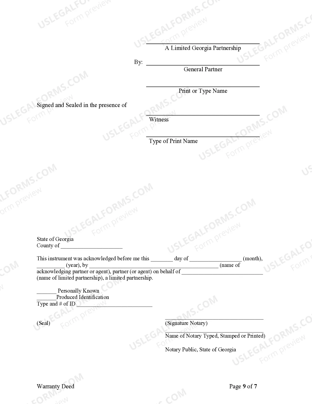Preview Warranty Deed from Limited Partnership or LLC is the Grantor, or Grantee