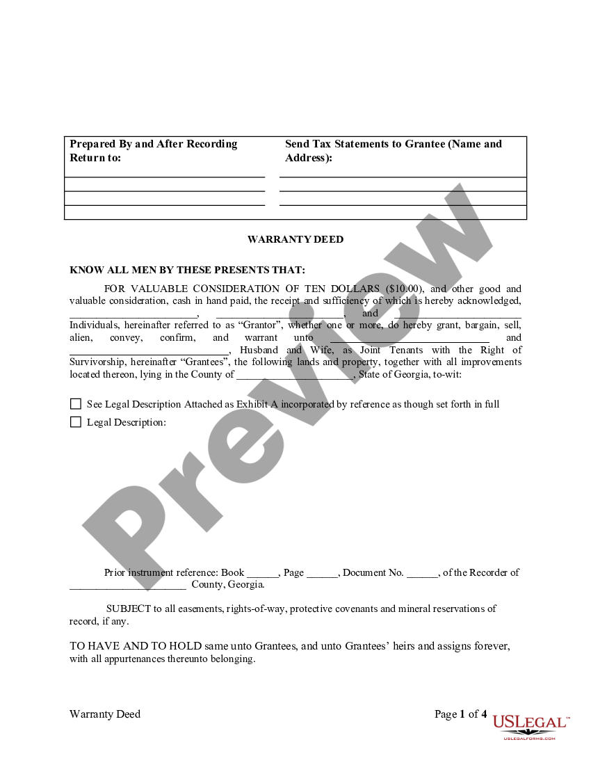 Savannah Georgia Warranty Deed For Three Individuals To Husband And Wife As Joint Tenants With