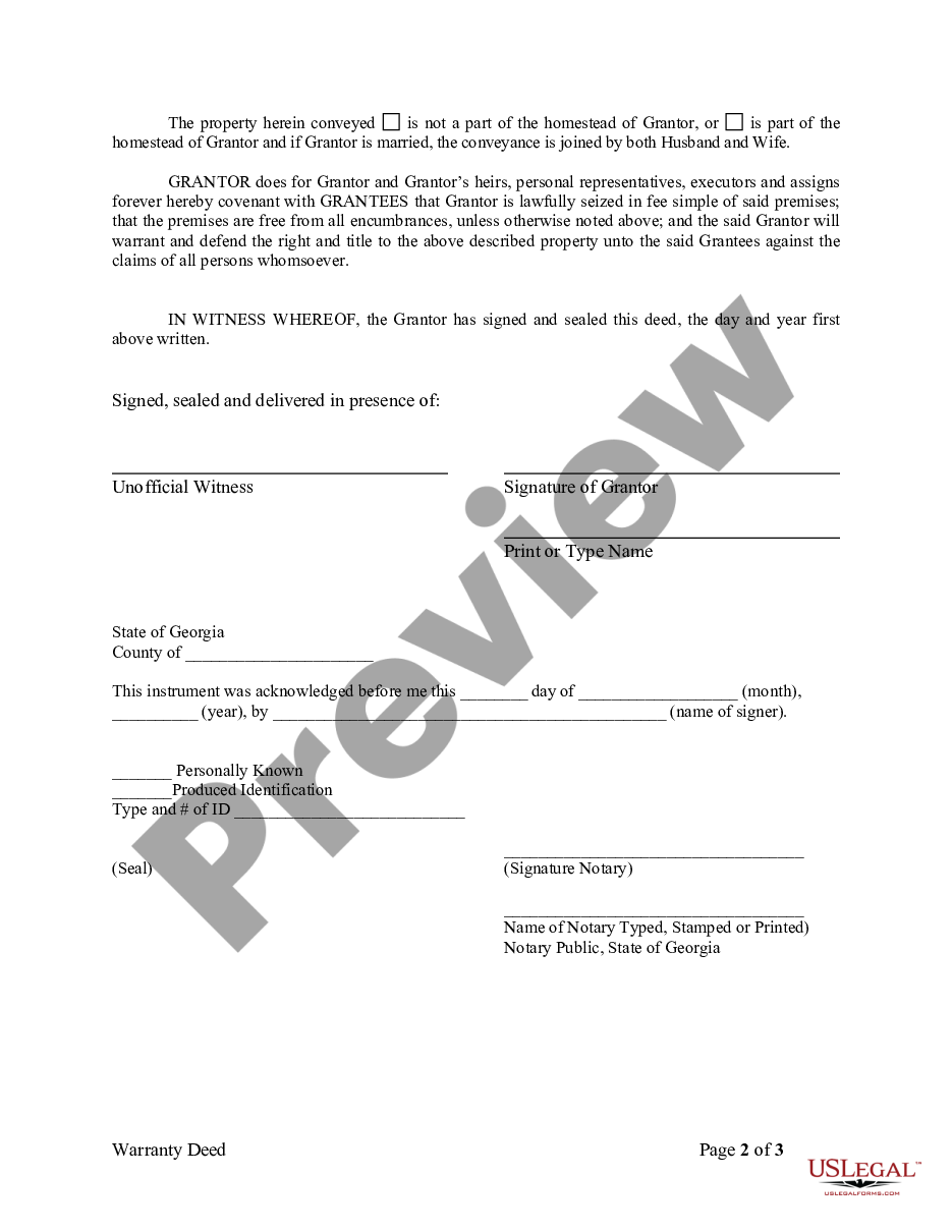page 3 Warranty Deed from Individual to Individuals as Tenants in Common preview