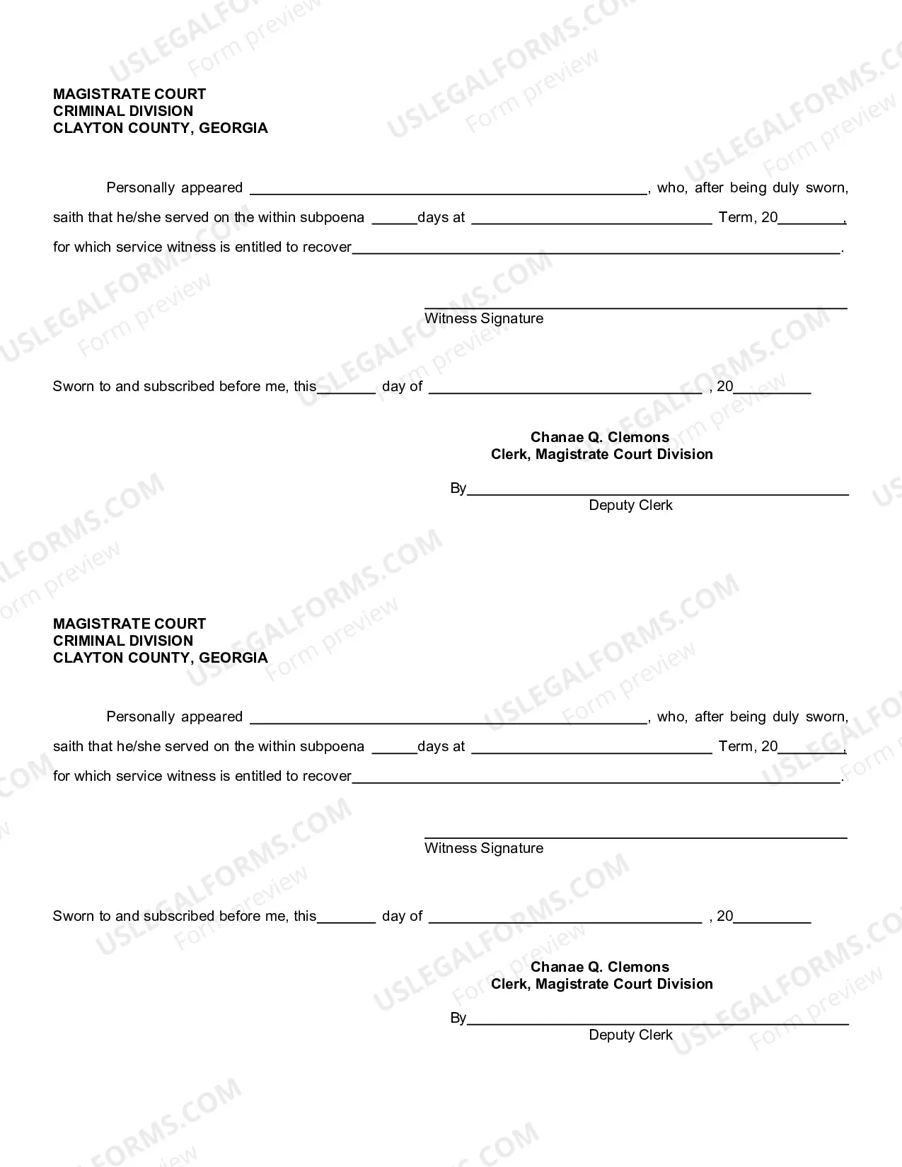 Preview Criminal Witness Subpoena