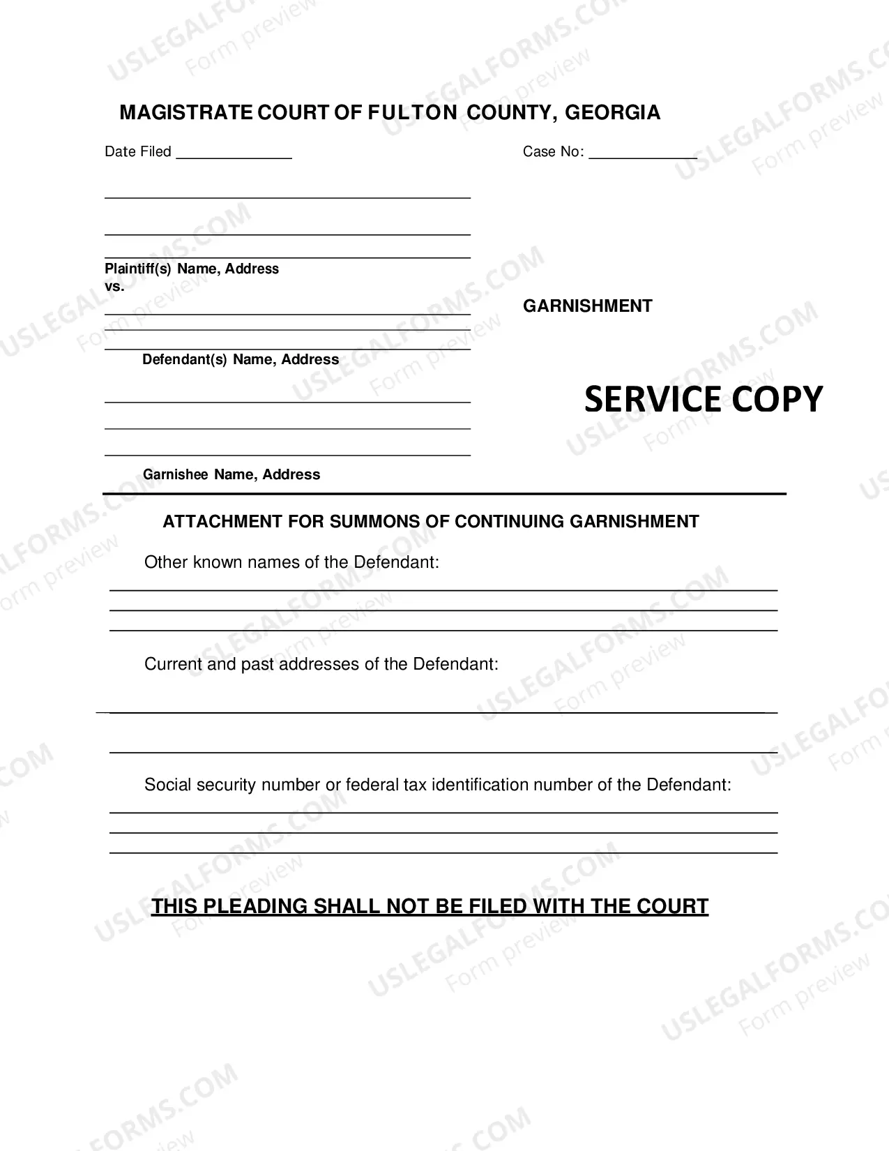 Preview Packet for Continuing Garnishment