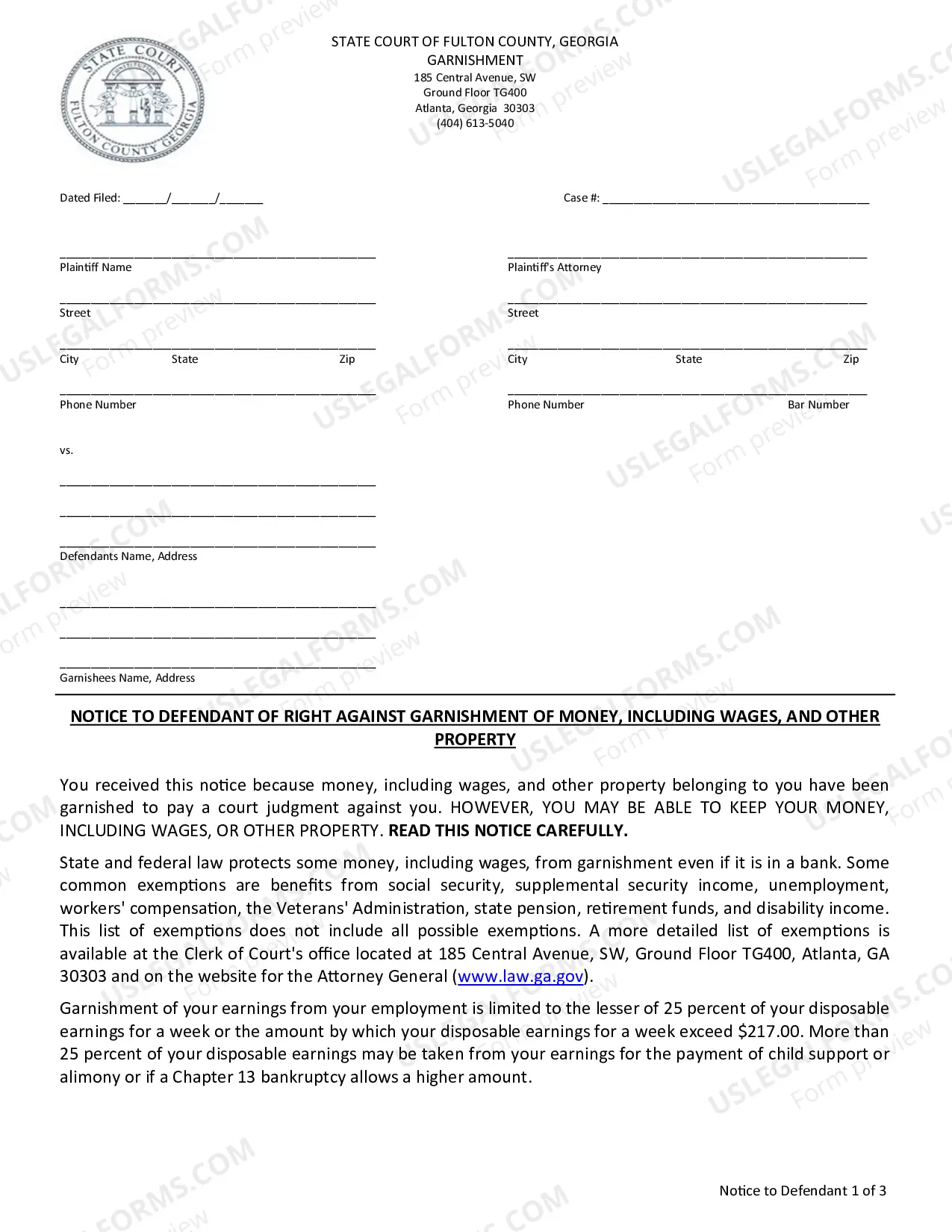 Preview Affidavit Of Garnishment
