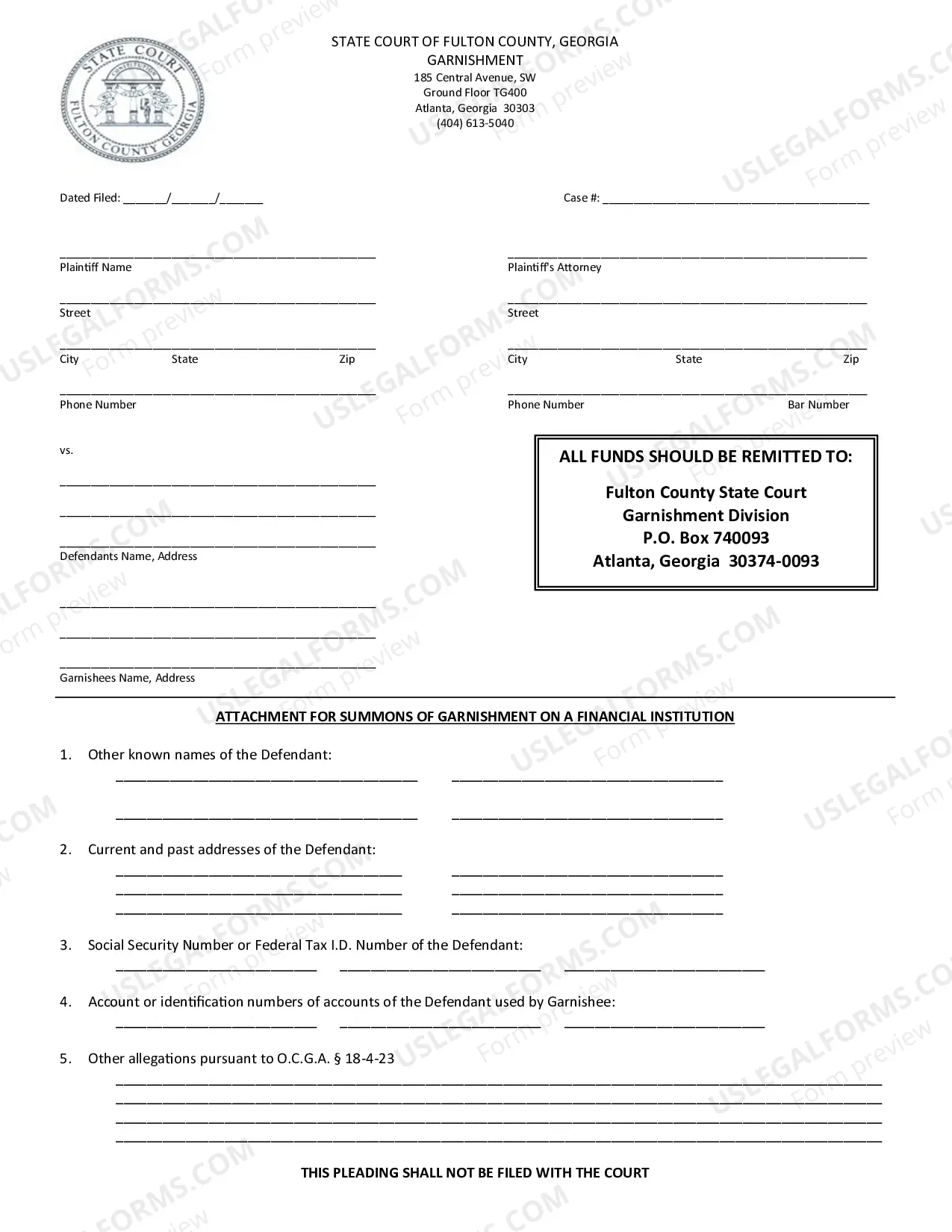 Preview Affidavit Of Garnishment