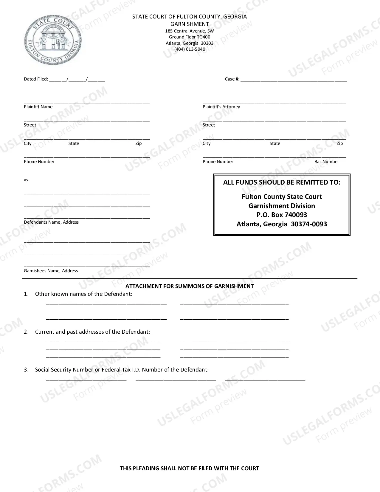 Preview Affidavit Of Garnishment