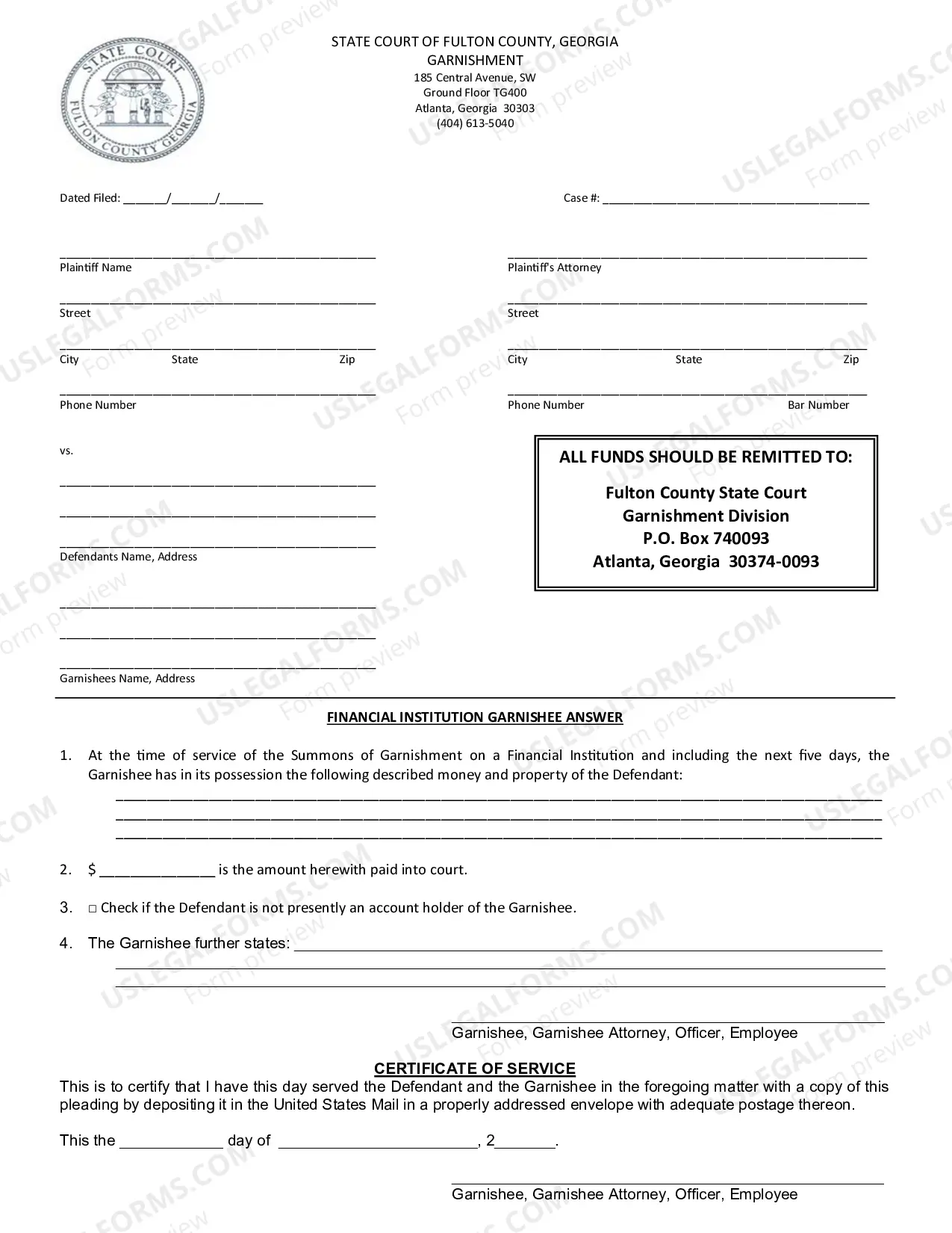 Preview Affidavit Of Garnishment