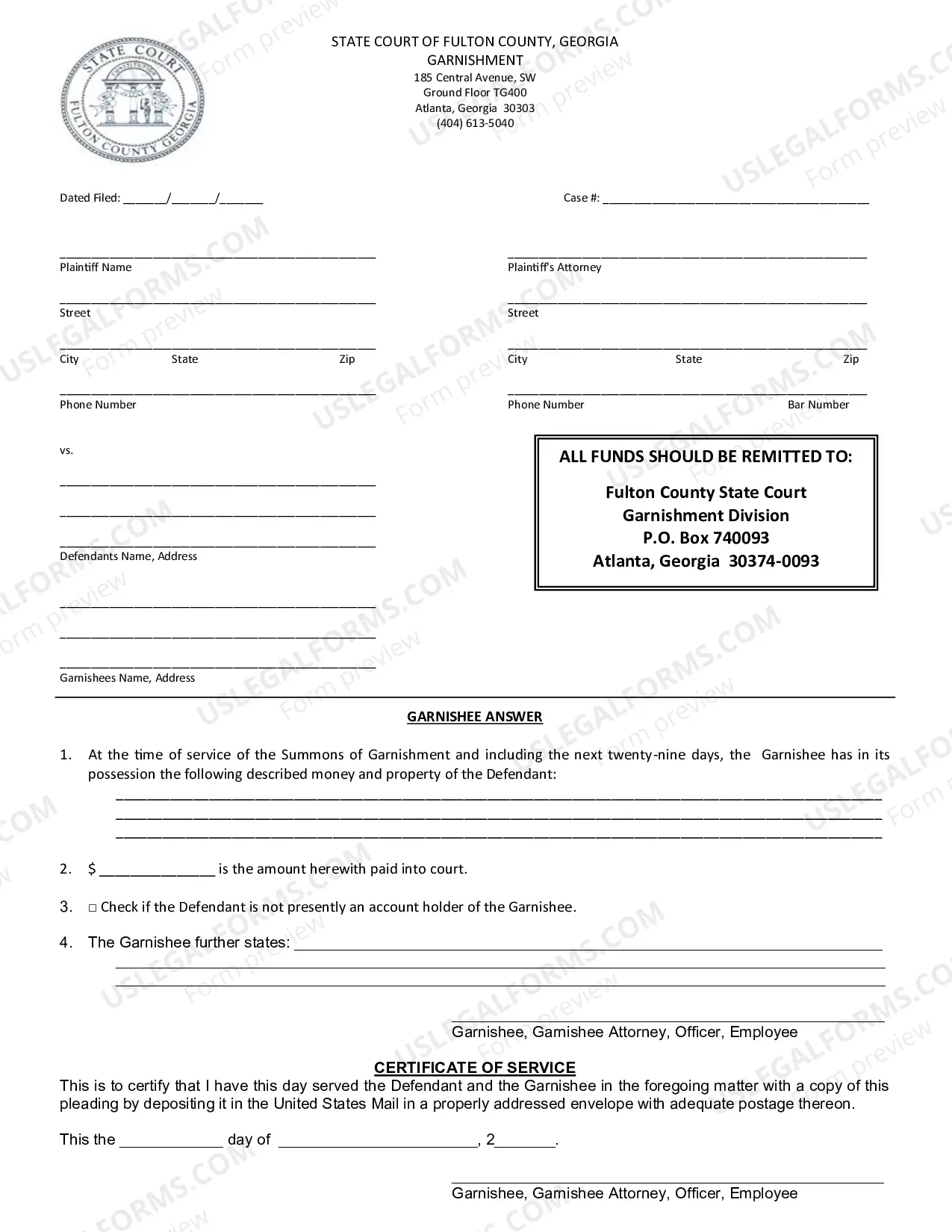 Preview Affidavit Of Garnishment