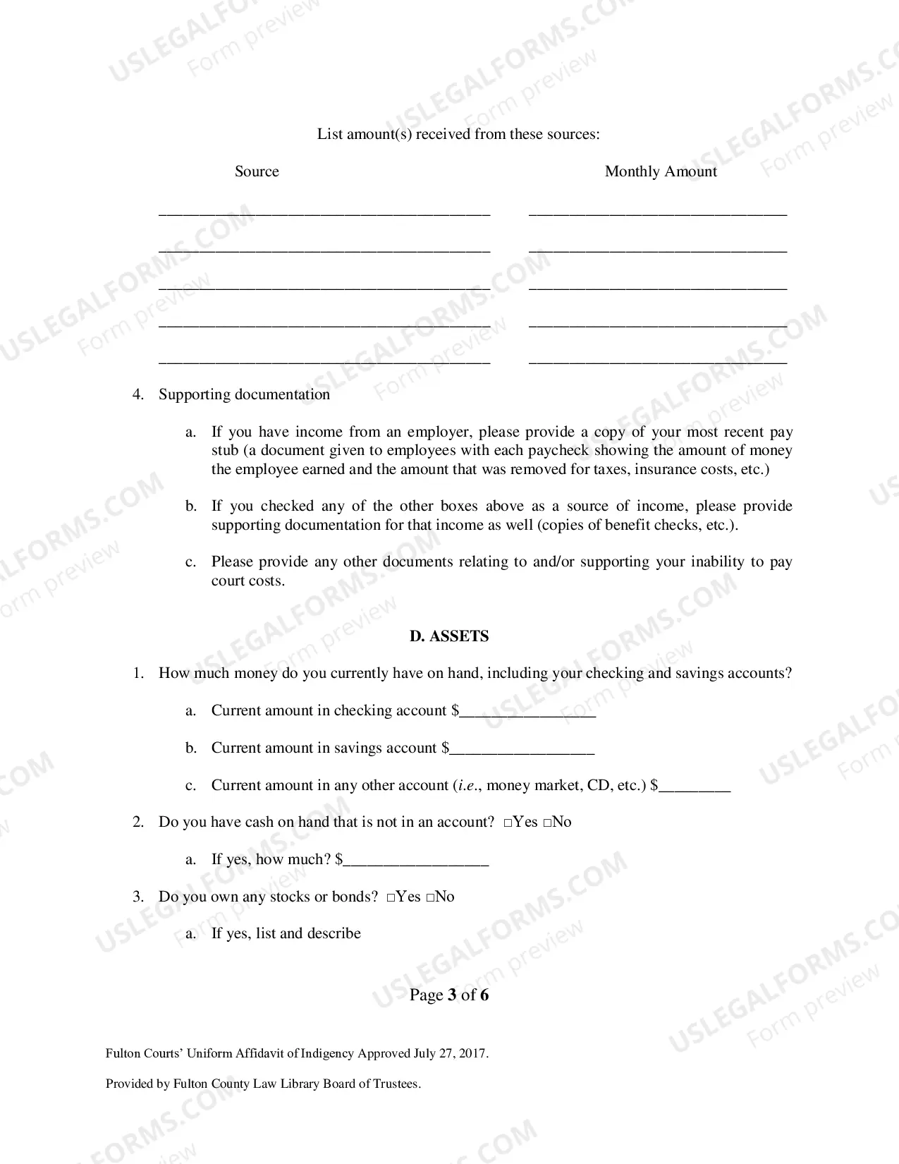Preview Affidavit Of Indigency