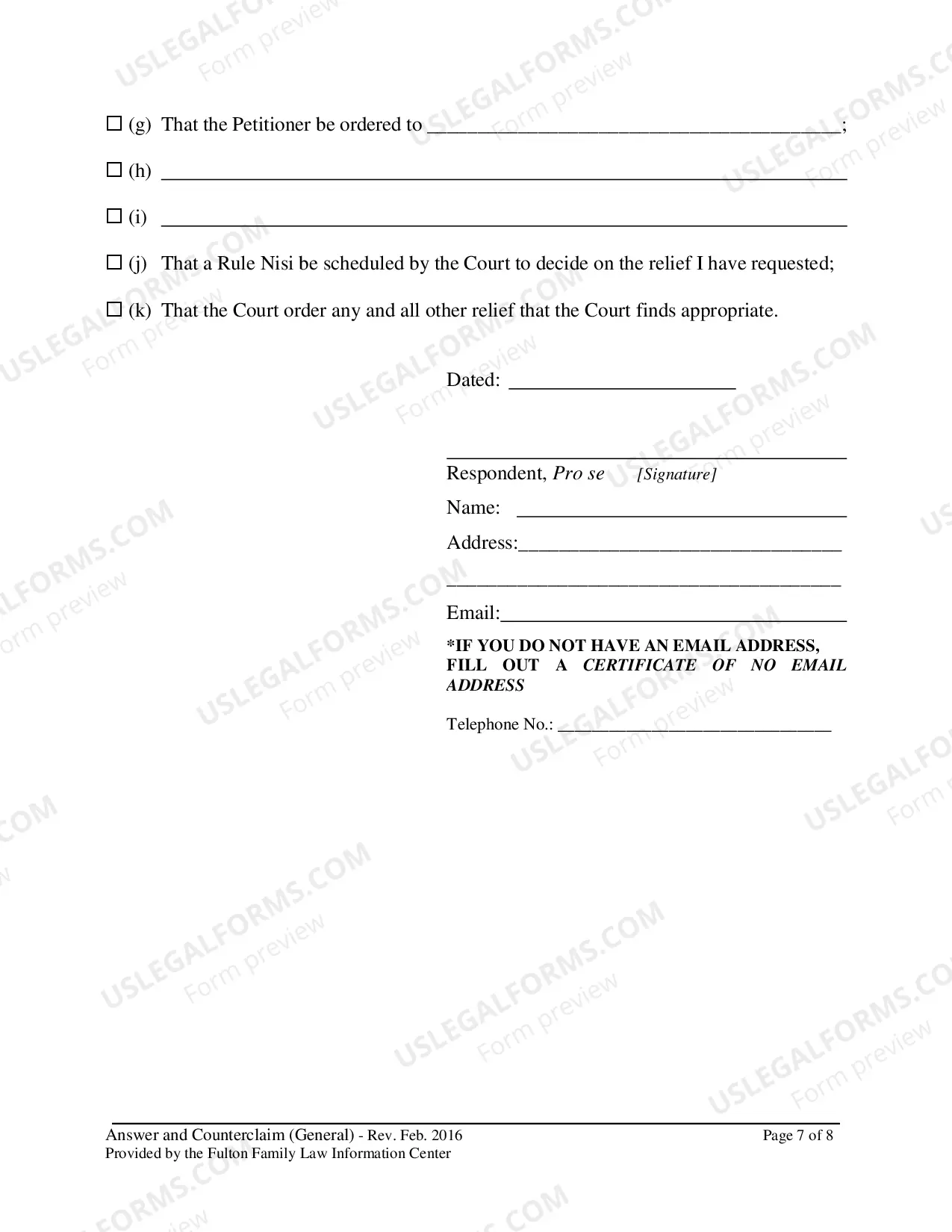 Preview Answer And Counterclaim, Verification and Certificate of Service