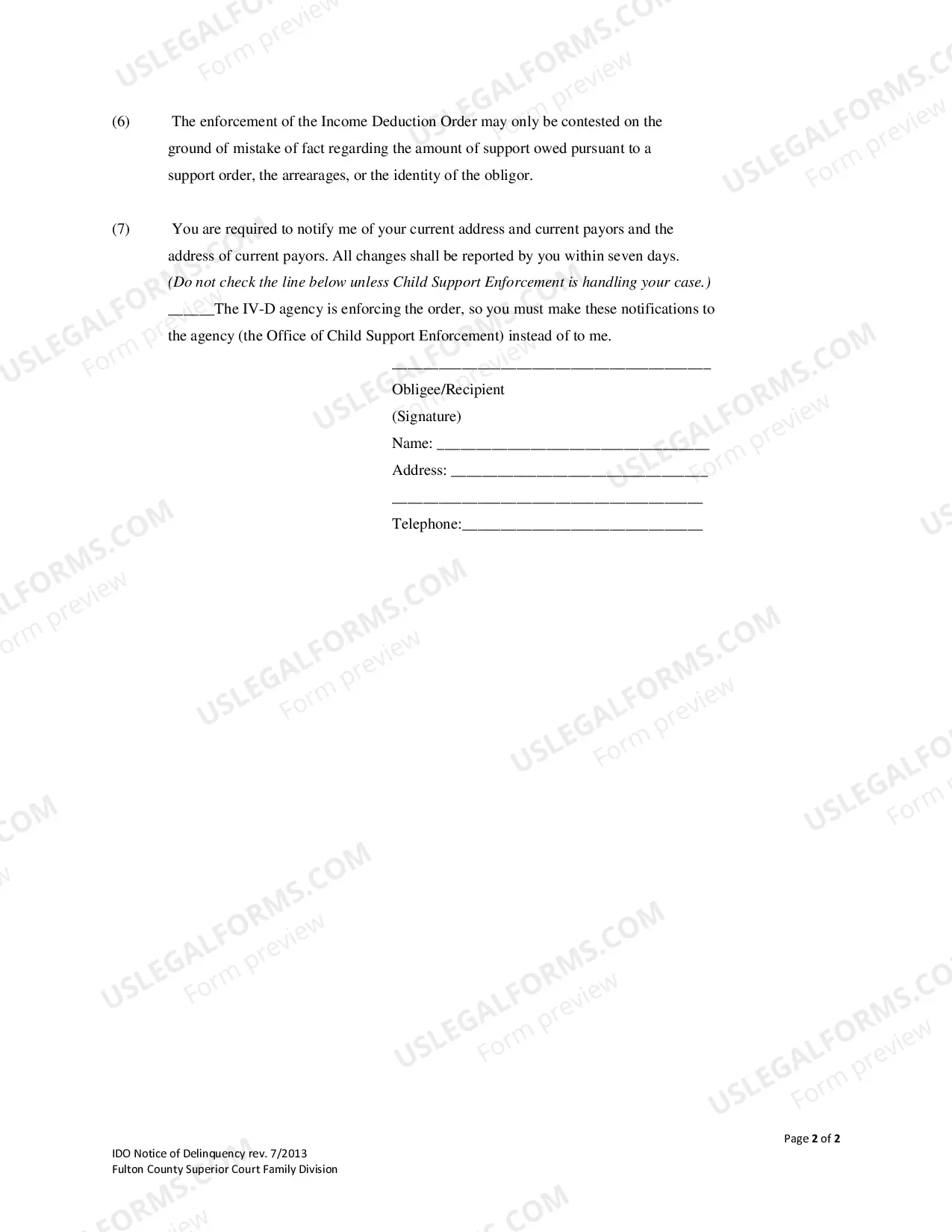 Preview Notice Of Delinquency