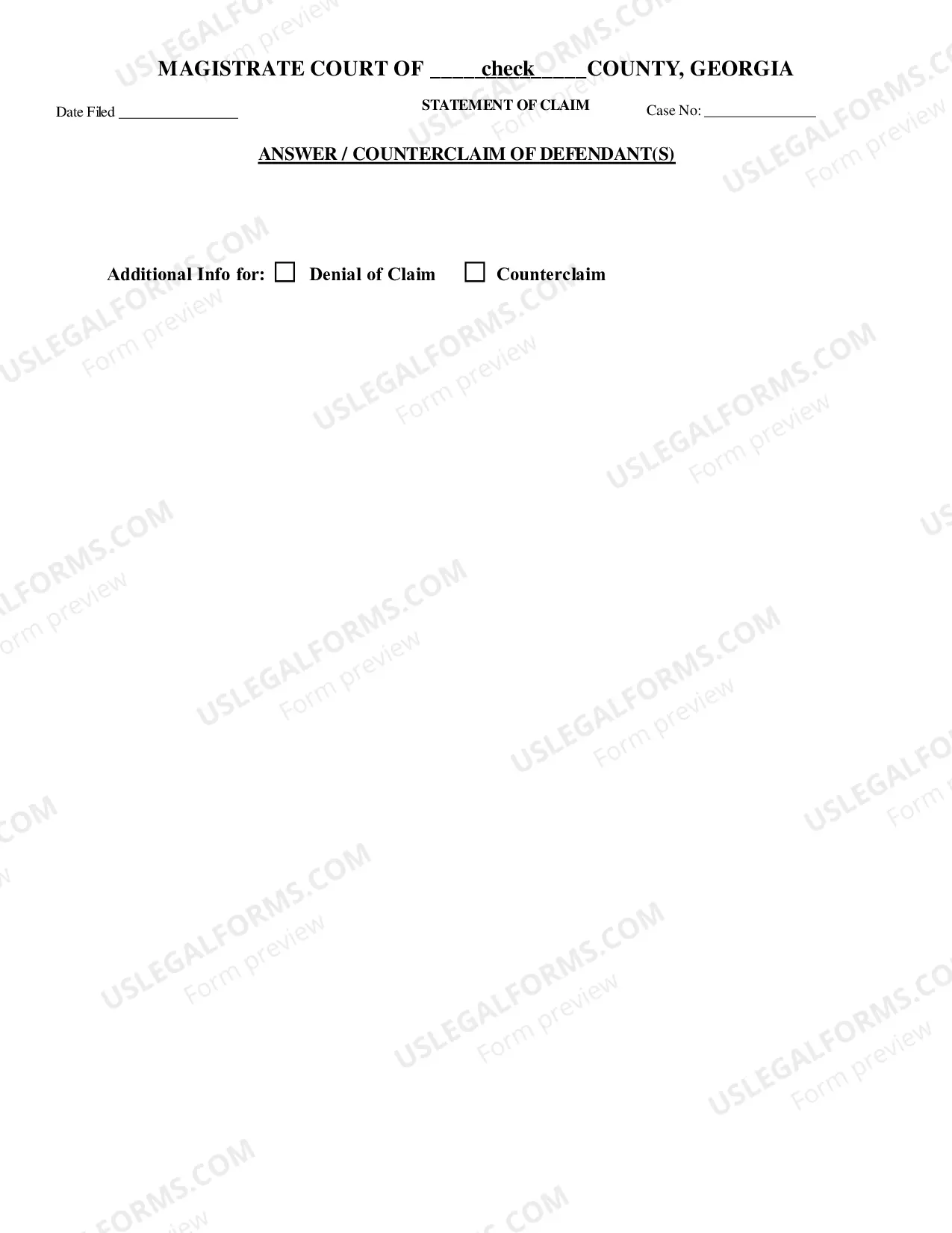 Preview Answer Counterclaim Of Defendant(s)