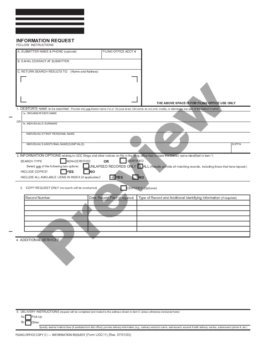 Atlanta Georgia UCC11 Request for Information | US Legal Forms