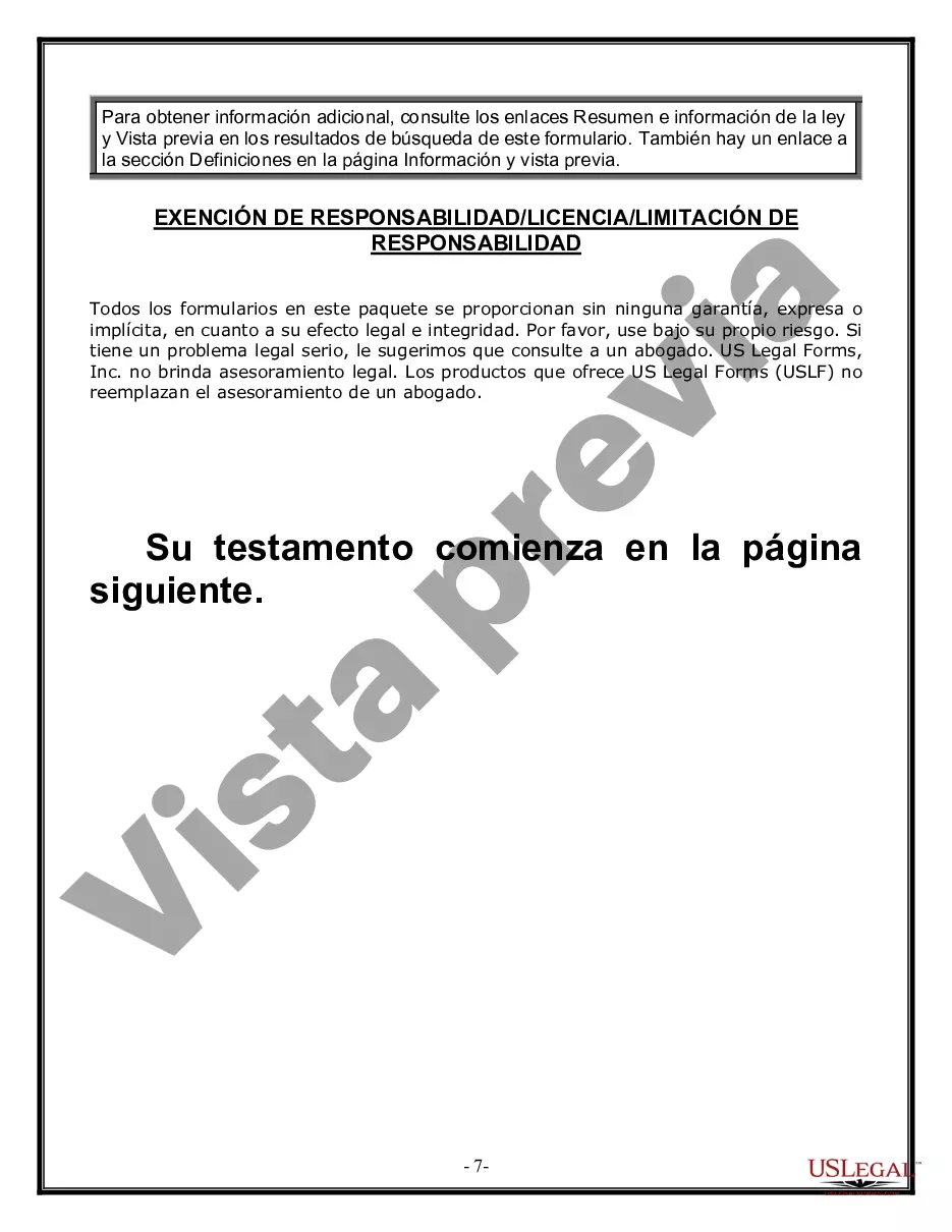 Preview Formulario de última voluntad y testamento legal para persona soltera sin hijos