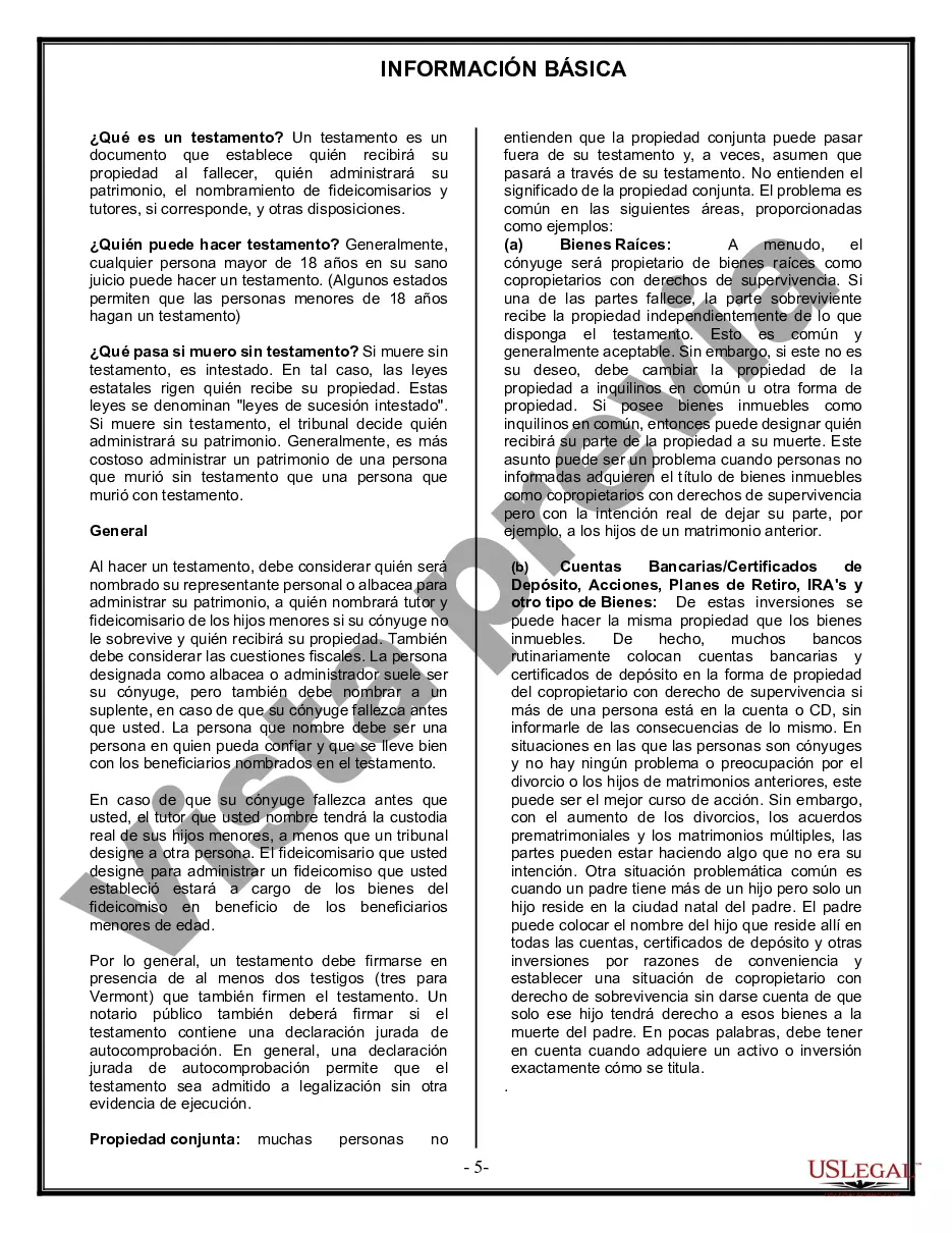 Preview Formulario Legal de Última Voluntad y Testamento para una Persona Soltera con Hijos Menores