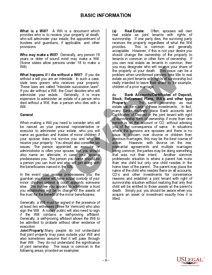 Preview Last Will and Testament for Single Person with Adult Children