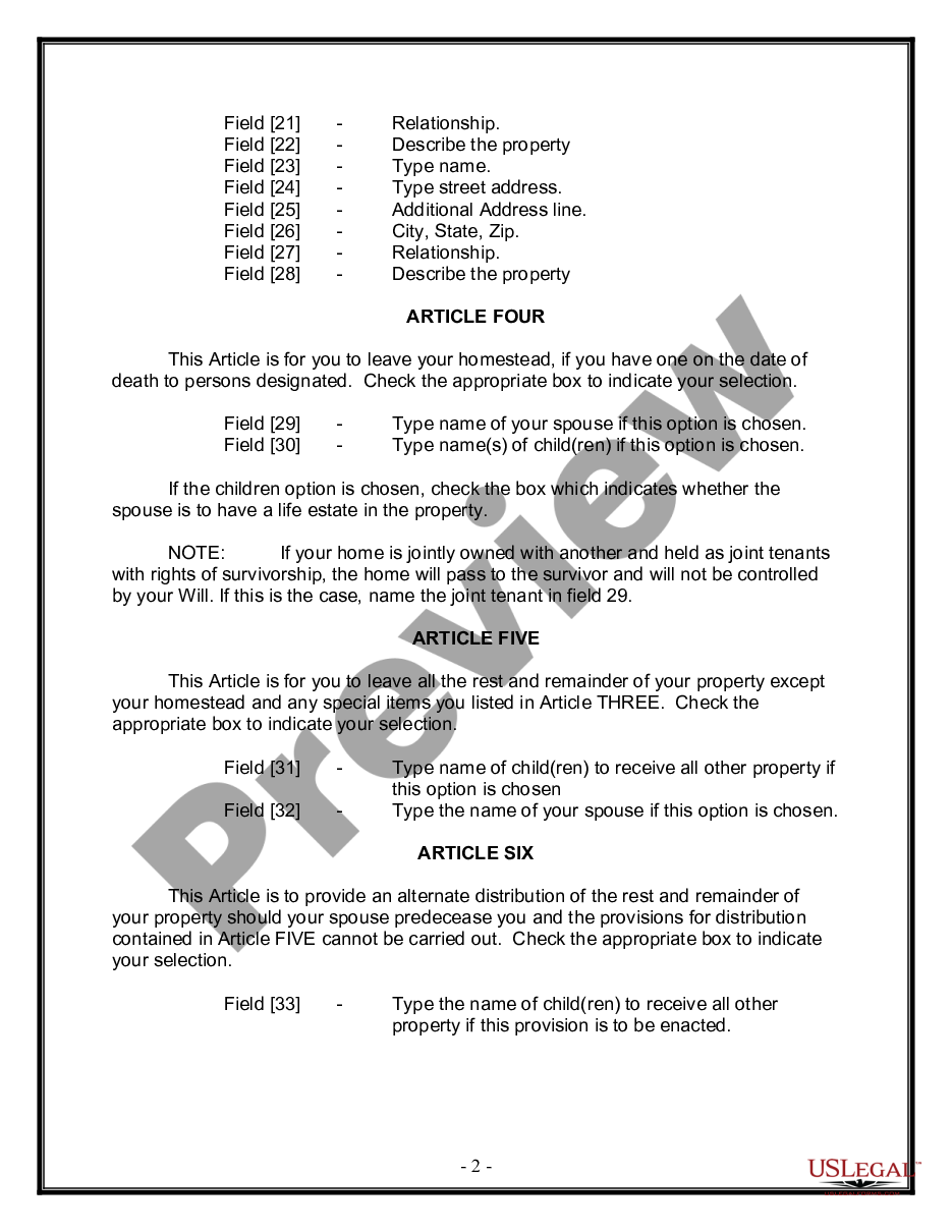 page 1 Legal Last Will and Testament for Married person with Minor Children from Prior Marriage preview