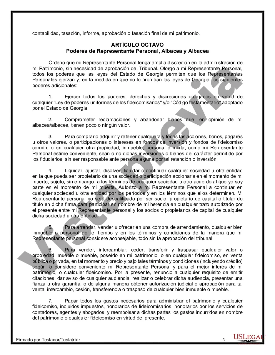 Preview Formulario de última voluntad y testamento legal para personas divorciadas que no se han vuelto a casar con hijos adultos