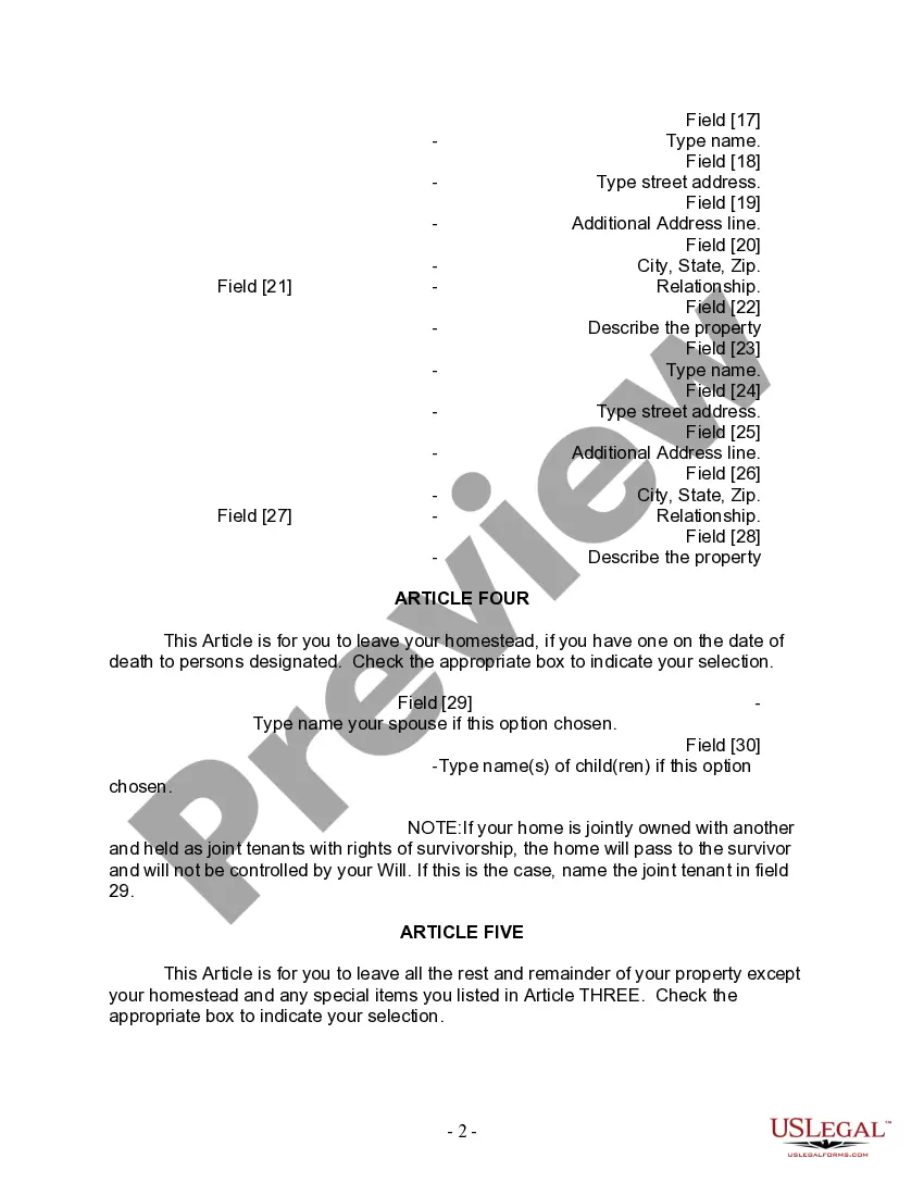 Preview Last Will and Testament for Married person with Adult Children from Prior Marriage