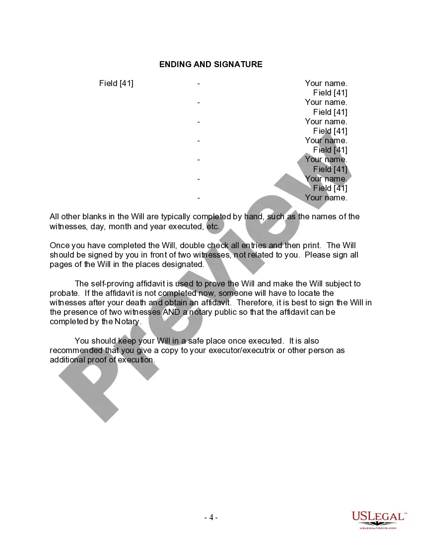 Preview Last Will and Testament for Married person with Adult Children from Prior Marriage